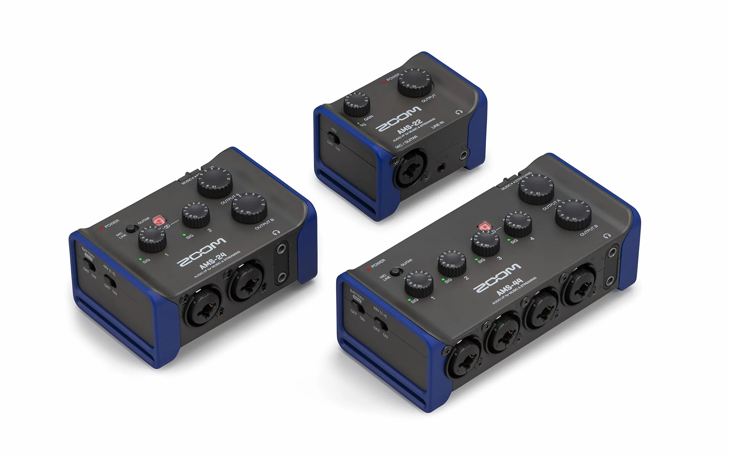 Zoom - AMS-22 - Interfaccia audio, 1 ingresso XLR/TRS, ingresso di linea stereo, 2 uscite, loopback, monitoraggio diretto, alimentazione tramite bus USB, adatta a streaming su PC, Mac, iOS e Android