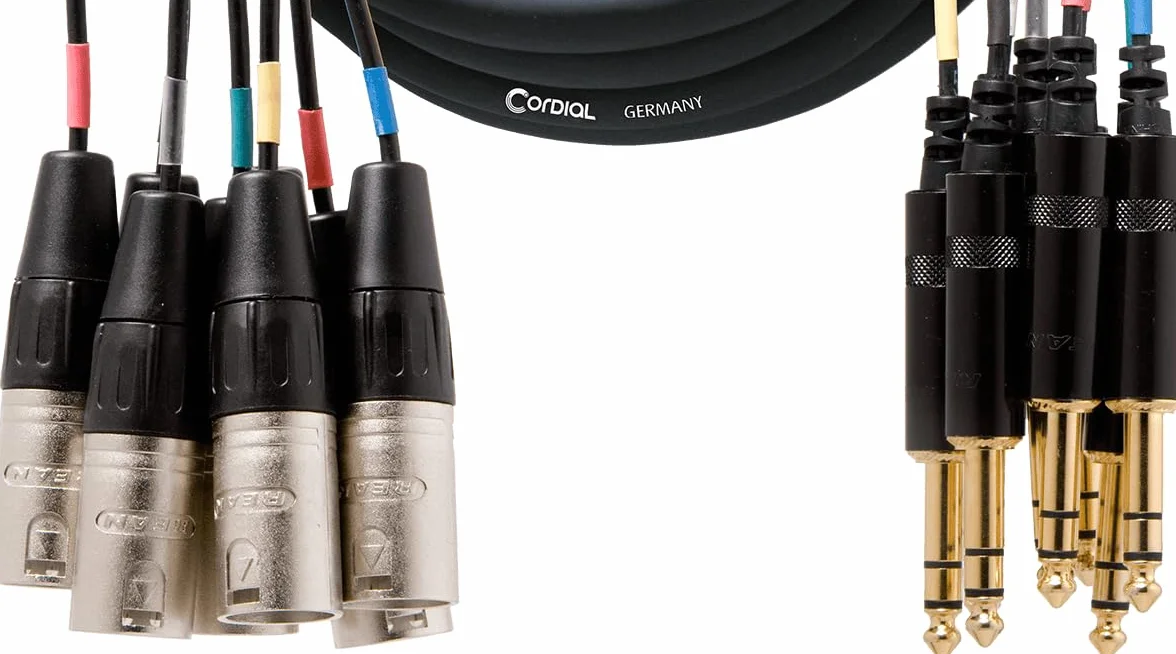 CORDIAL - Frusta multicoppia bilanciata 8 canali 3 m XLR maschio → Jack TRS 6.3 mm REAN Neutrik, CML‑80‑MV‑3‑C