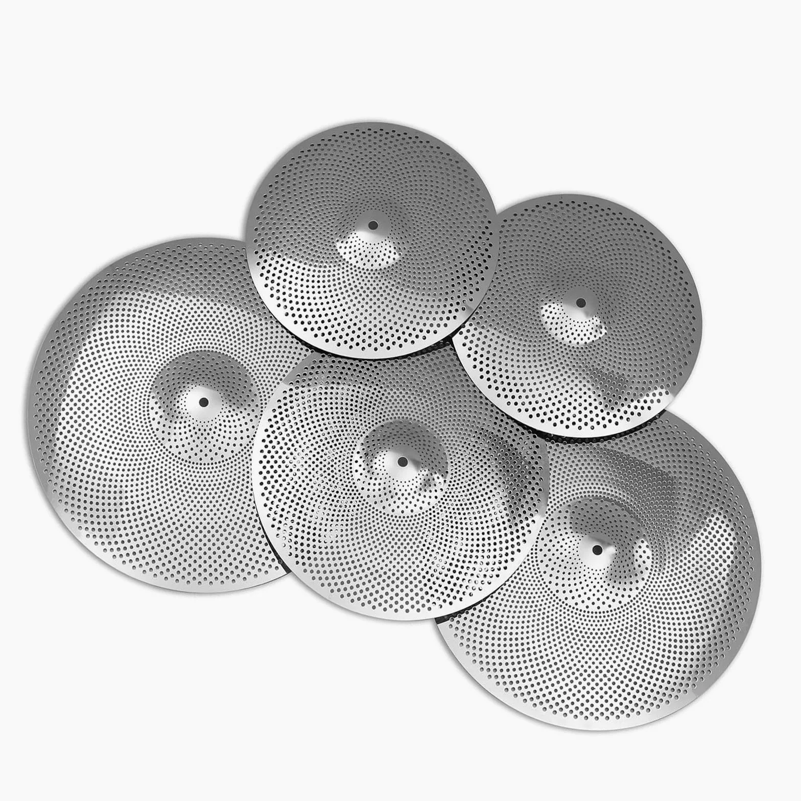 Piatti per Batteria Professionali Confezione Di Piatti Argento A Basso Volume, Set Di Piatti Muti 14''/16''/18''/20'' (5 Pezzi) Con Borsa Per Piatti