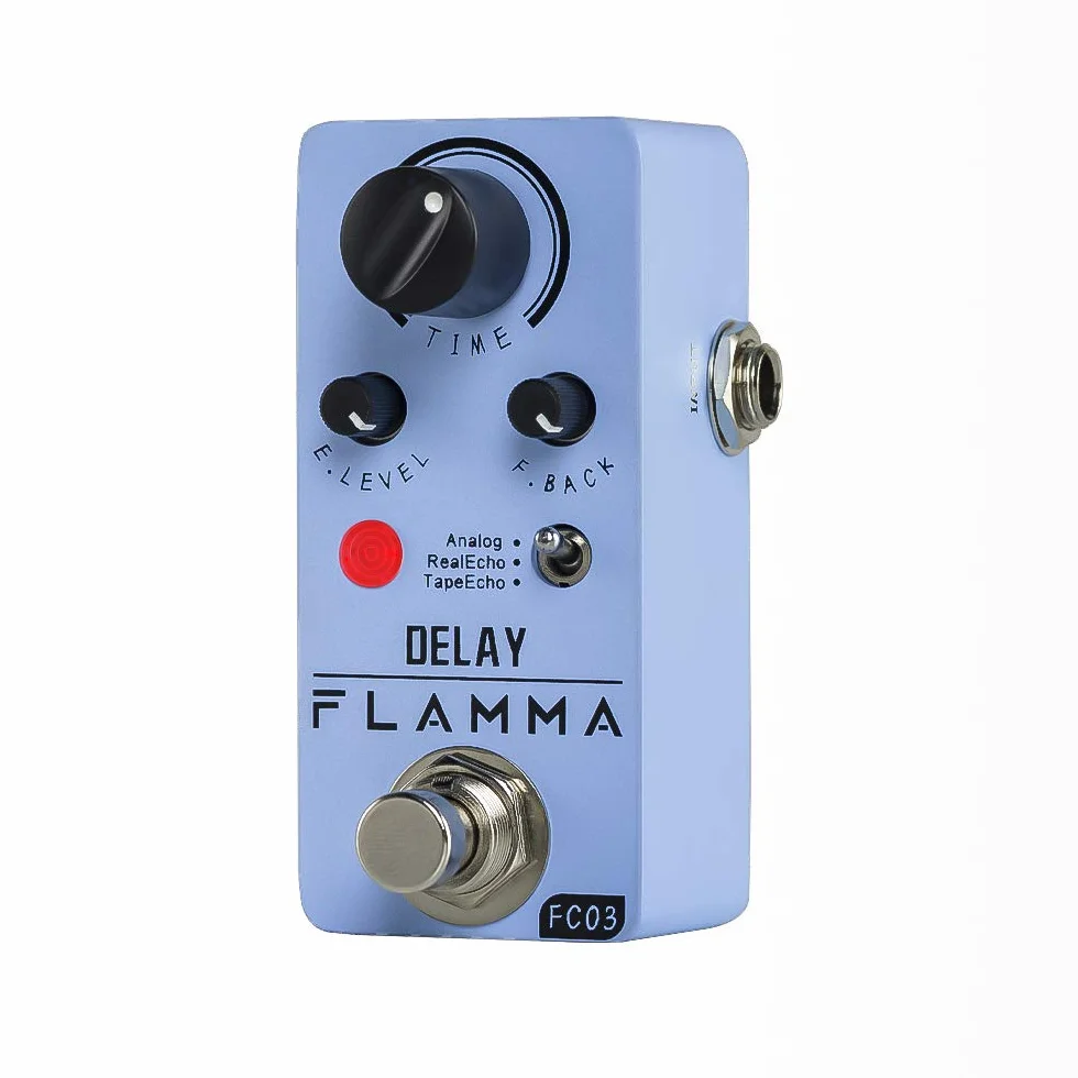 FLAMMA FC03 Pedale Delay per Chitarra Elettrica, 3 Modalità (Analog, Real Echo, Tape Echo), True Bypass, Effetto Compatto