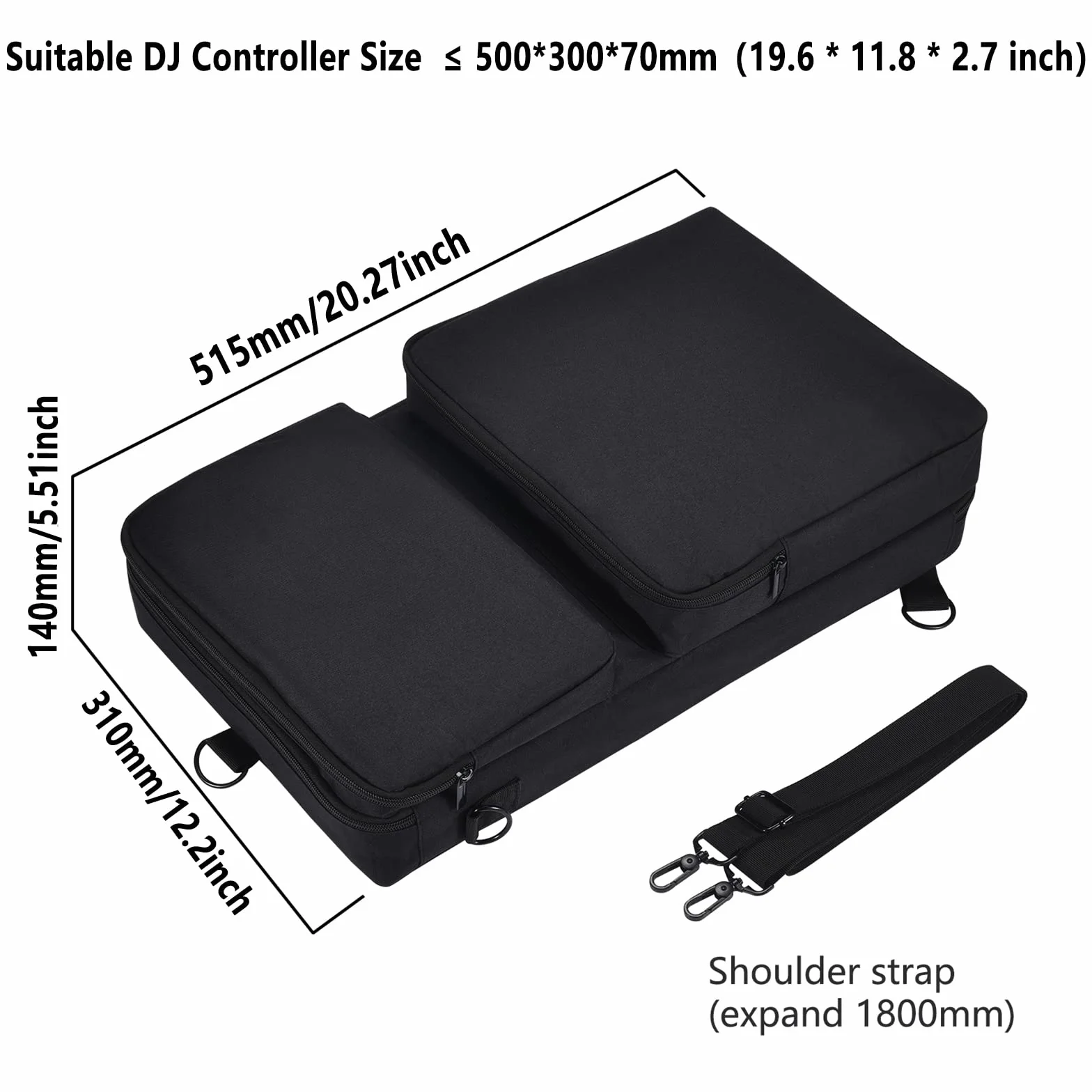 Custodia Cassa Borsa portatile Tracolla Zaino per Pioneer DJ DDJ-FLX4/DDJ-400 DJ/DDJSB3,per Roland DJ-202,per Hercules Inpulse 300,per Native Instruments TRAKTOR Kontrol S2 DJ Controller