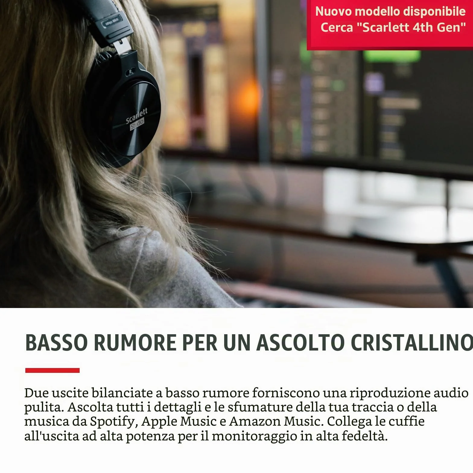 Focusrite Interfaccia audio USB Scarlett 2i2 per creare brani — registrazioni ad alta fedeltà in qualità studio
