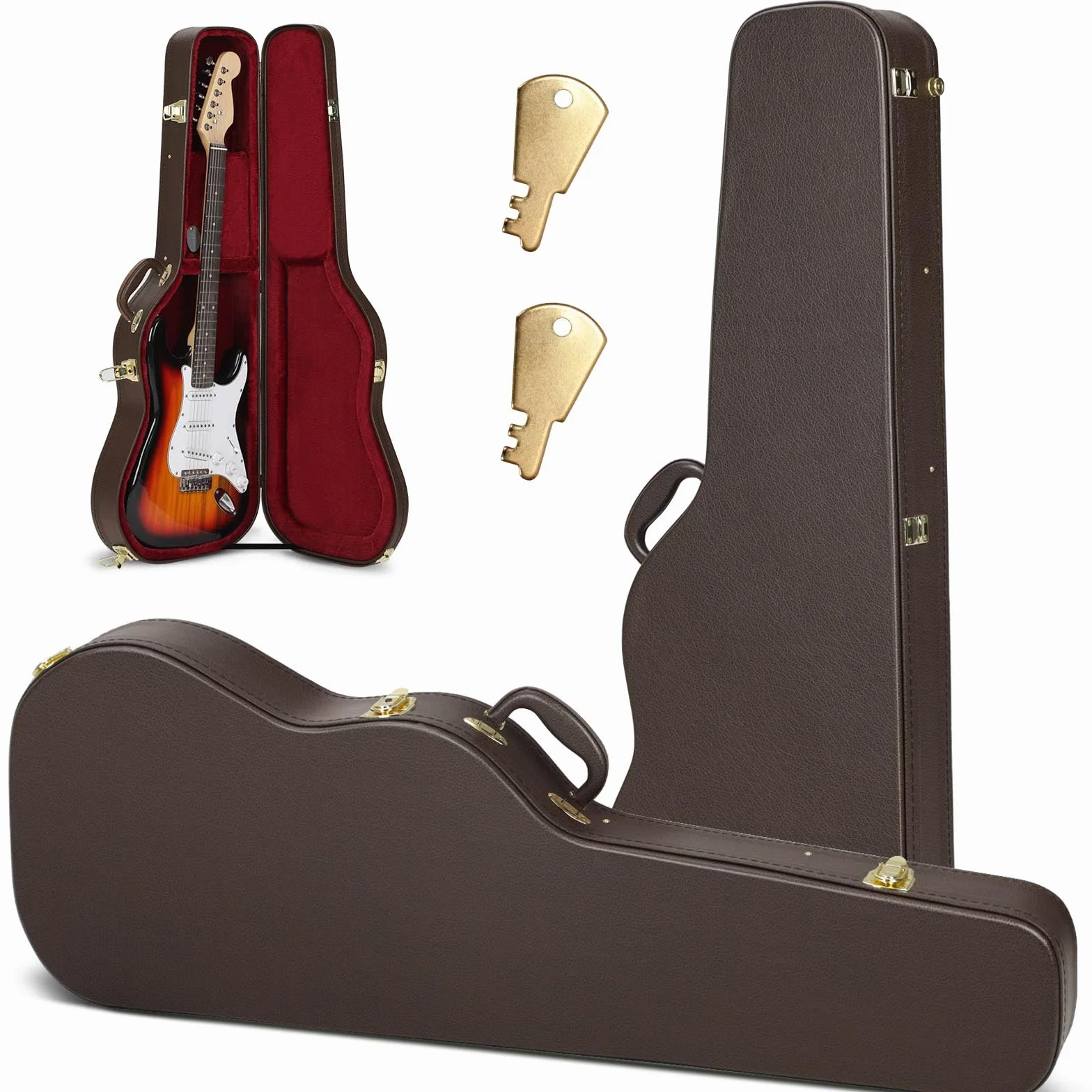 CAHAYA Custodia Rigida per Chitarra Elettrica: Brosa per Chitarre Elettriche ST Astuccio con Imbottitura Spessa di 25mm con Serratura e 2 Chiavi CY0343-1
