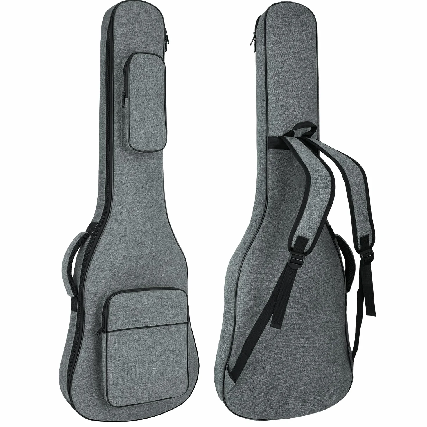 Custodia per chitarra elettrica, custodia imbottita per chitarra elettrica da 11 cm, impermeabile, con due tasche e tracolla regolabile, protezione per il collo, colore grigio