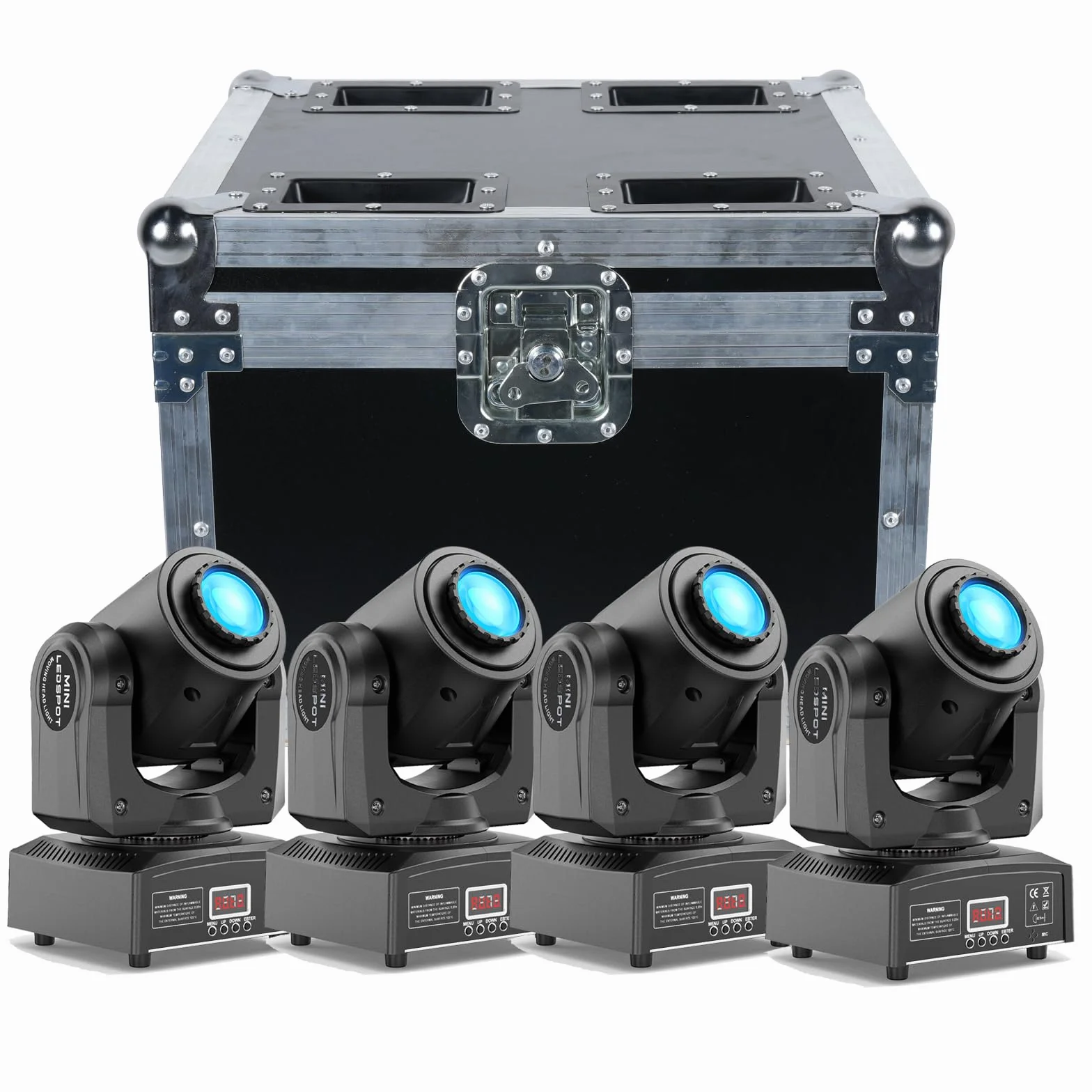 4PCS 60W Lyre LED con Flight case Luce da palcoscenico 8 Gobos 8 Colori Luci DJ a testa rotante Beam Moving Head per Festa, DJ, Bar, Club Natale
