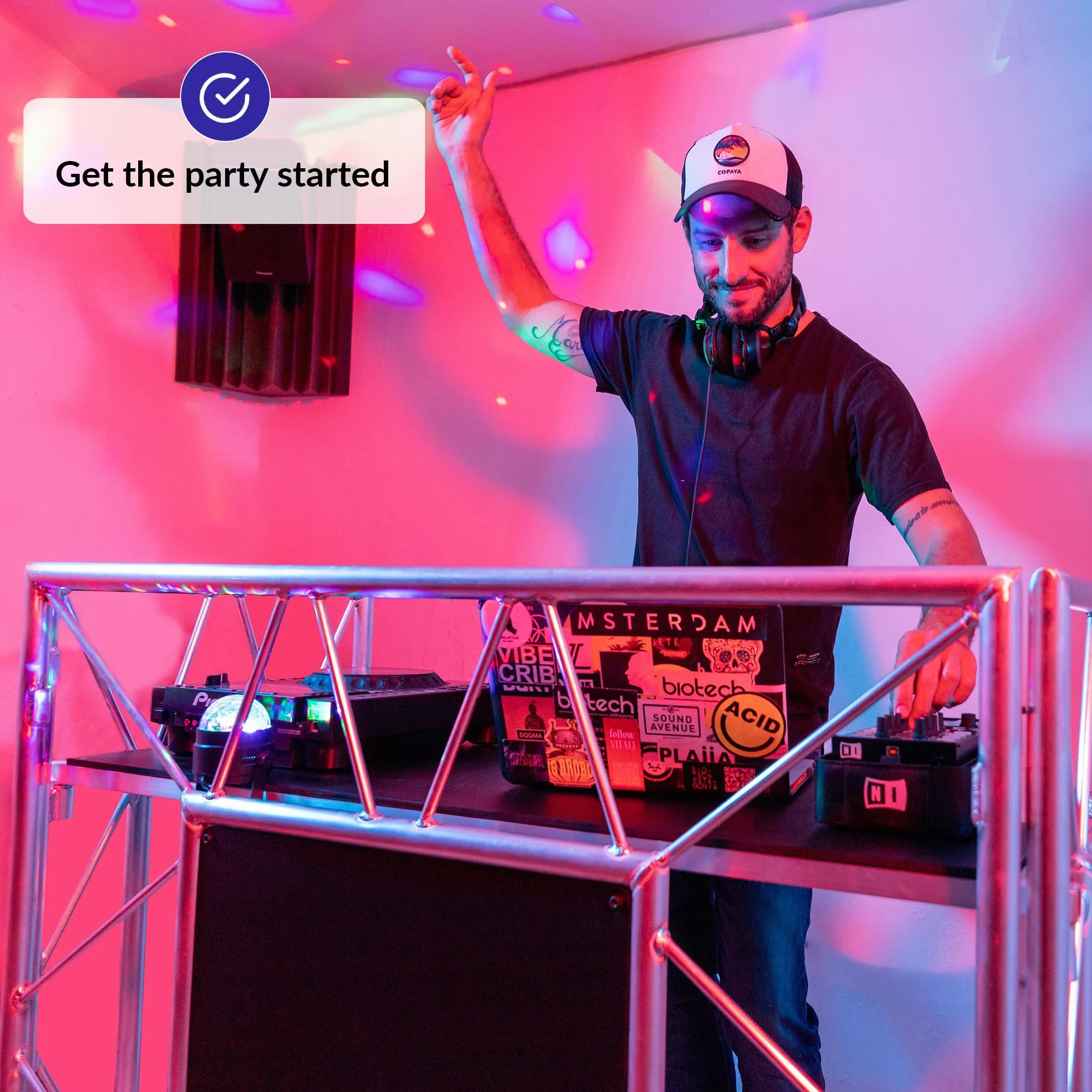 Stand De DJ | Table De DJ | Stand De DJ Portable Pour La Fête Ultime | Stand De DJ Pliable | Espace De Table Optimal Pour Tout Votre Equipement De DJ | Stand De DJ Avec Table Noire