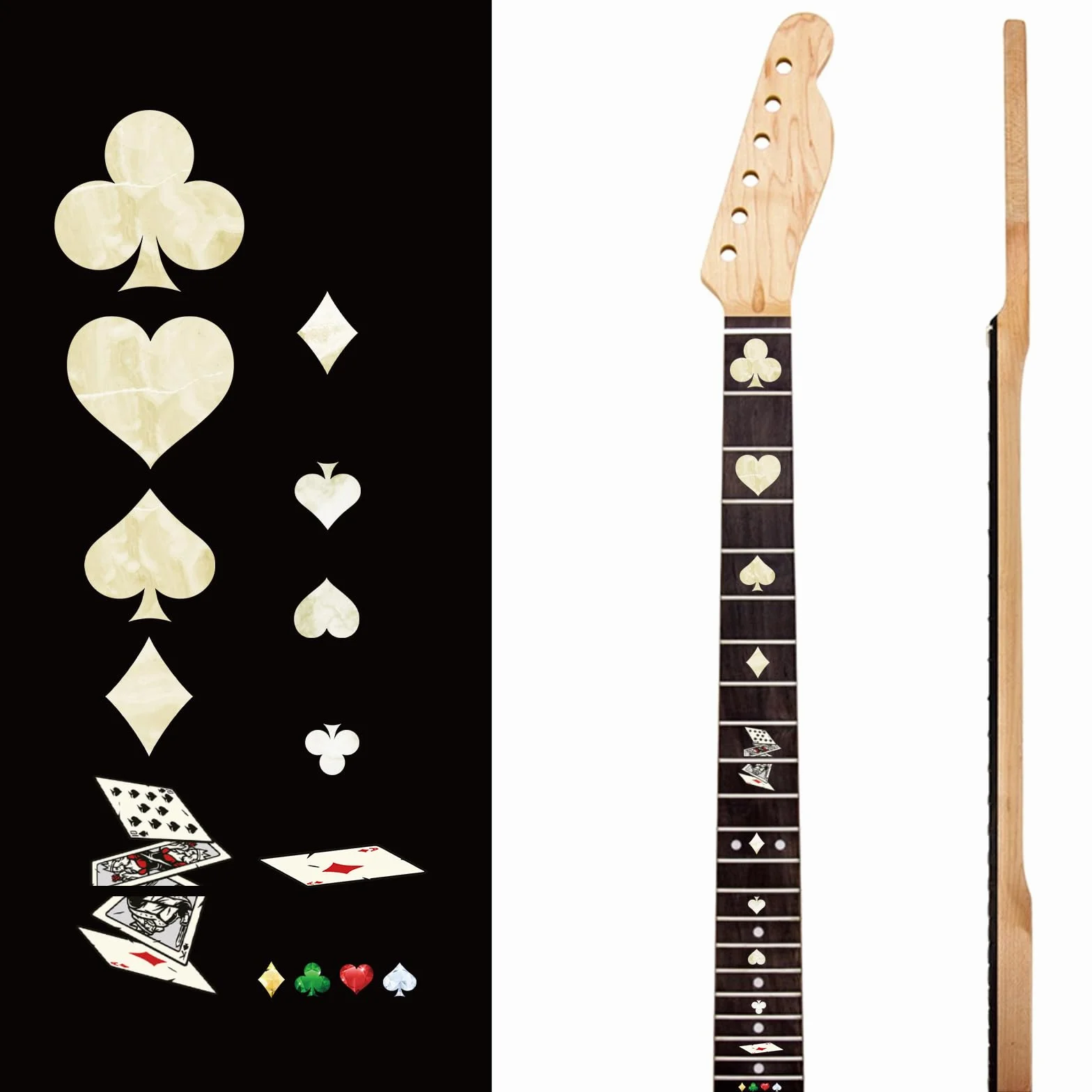 PLIGREAT 2 Pz Chitarra Decor Adesivi Chitarra Collo Adesivo FAI DA TE Chitarra Decor Rimovibile Poker Tute Decalcomanie per Chitarra Acustica Decor Chitarra Musicale Basso Negozio Forniture