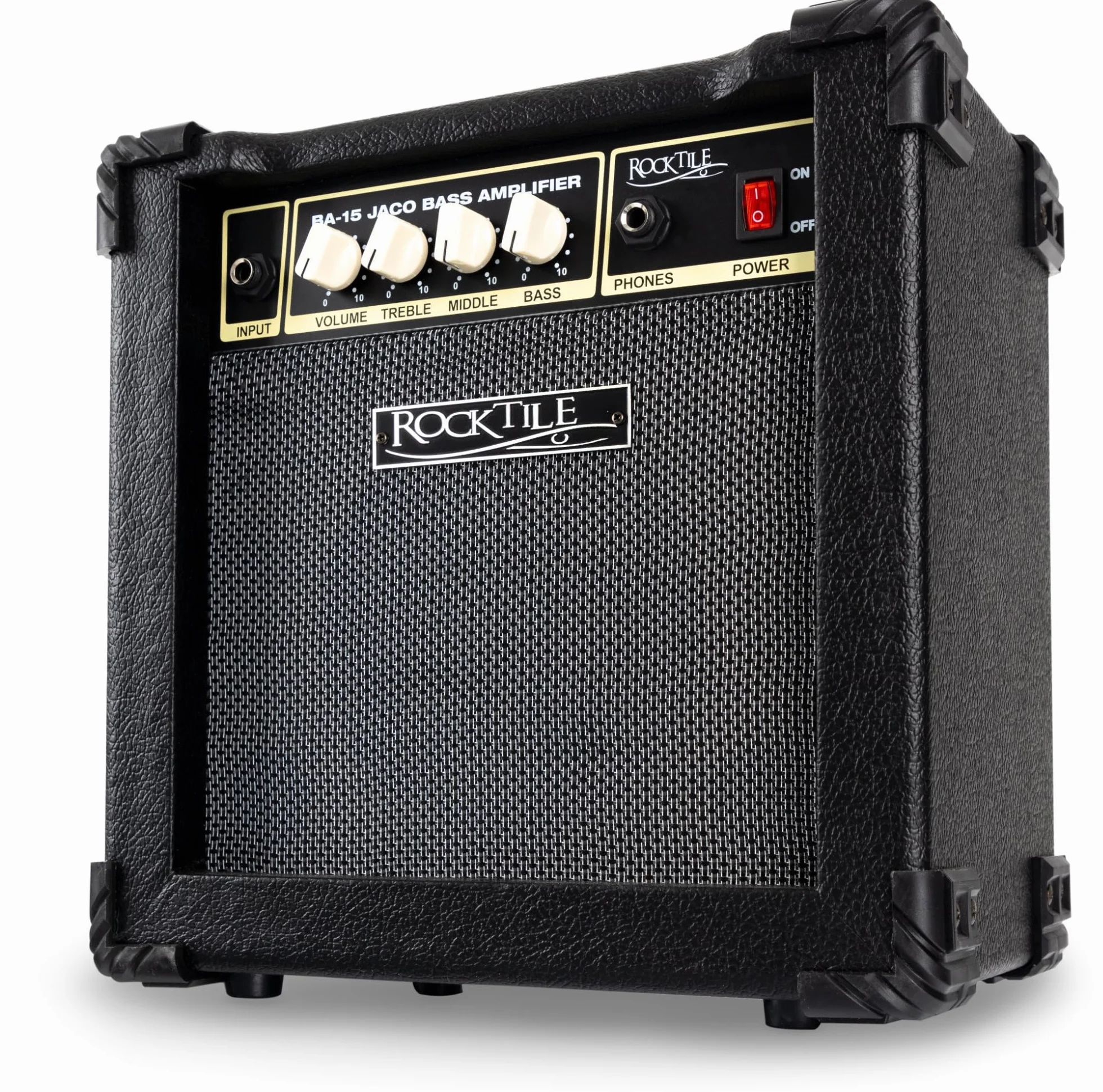 Rocktile BA-15 Jaco Basscombo (amplificatore combo per basso da 15 watt, per bassi attivi e passivi, altoparlante da 6,5"), nero