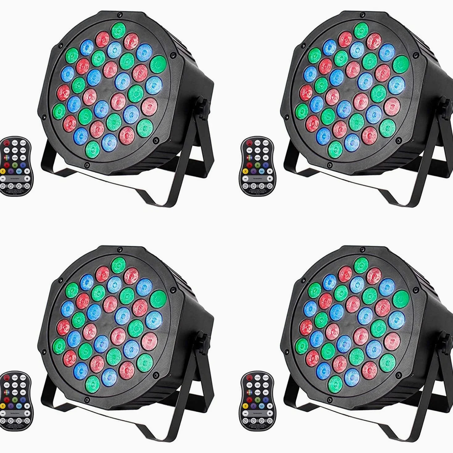 UKing 4PCS Par 36 LED Batteria Ricaricabile, RGB Luci da Palco Esterno con Telecomando, 7 Modalità Illuminazione Palco Uplights per Discoteca Matrimonio Bar Festa Teatro