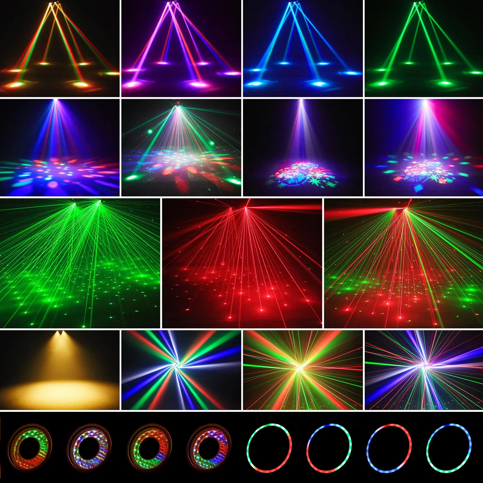 150W Teste Mobili LED da con DMX 512 6 Bracci Luminosi Effetti Luce RGBW Teste Mobili DJ Con Telecomando Perfetta Per Matrimoni Feste,Teatri e DJ
