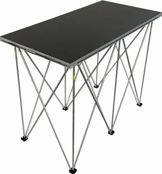 NLIGHTING® Tavolo DJ Portatile Professionale per Console DJ Postazione DJ con Base Raiser Pieghevole e Richiudibile a Ragno, in alluminio nero e grigio