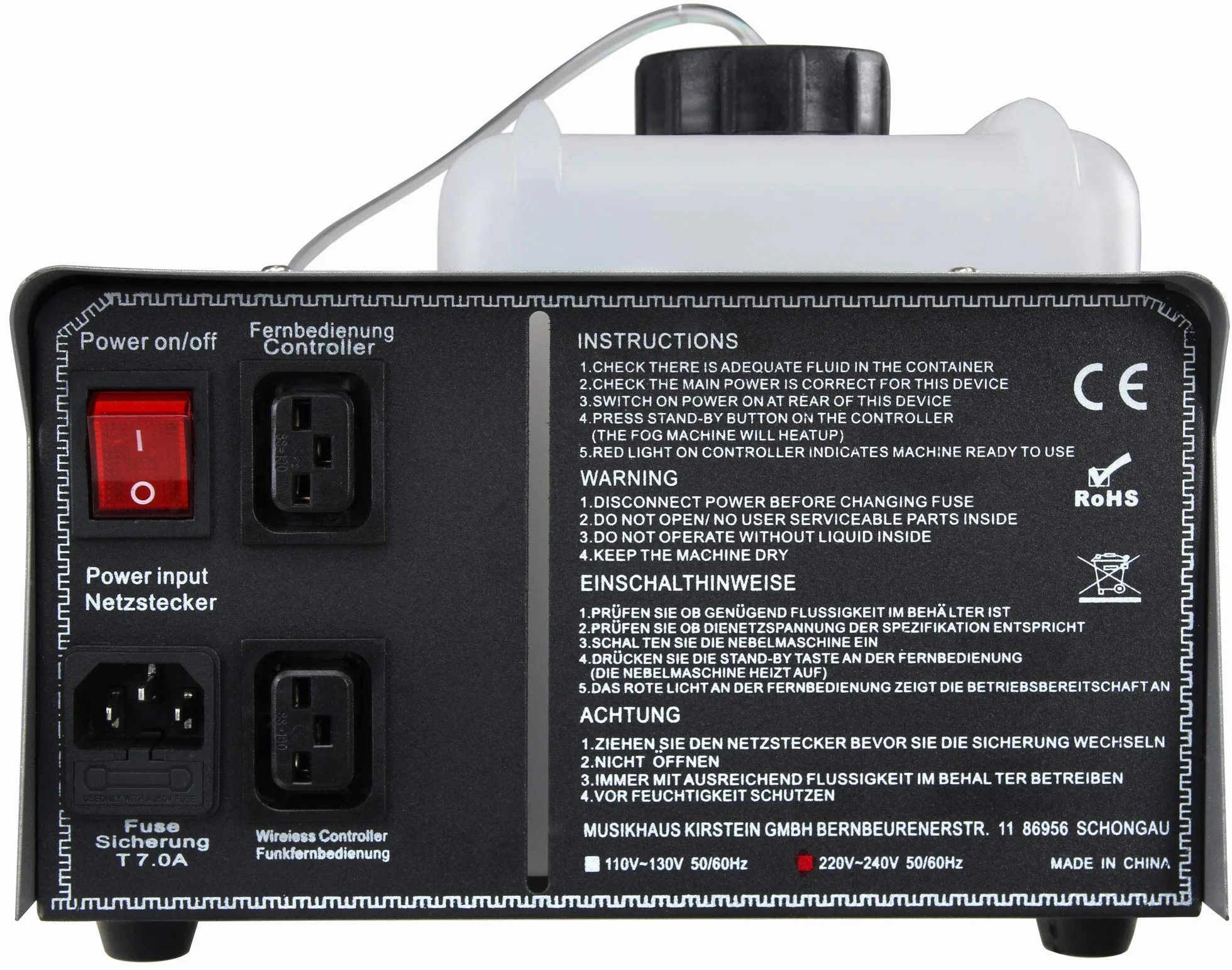 Macchina del Fumo - Showlite SN-1200 W con radiocomando e telecomando