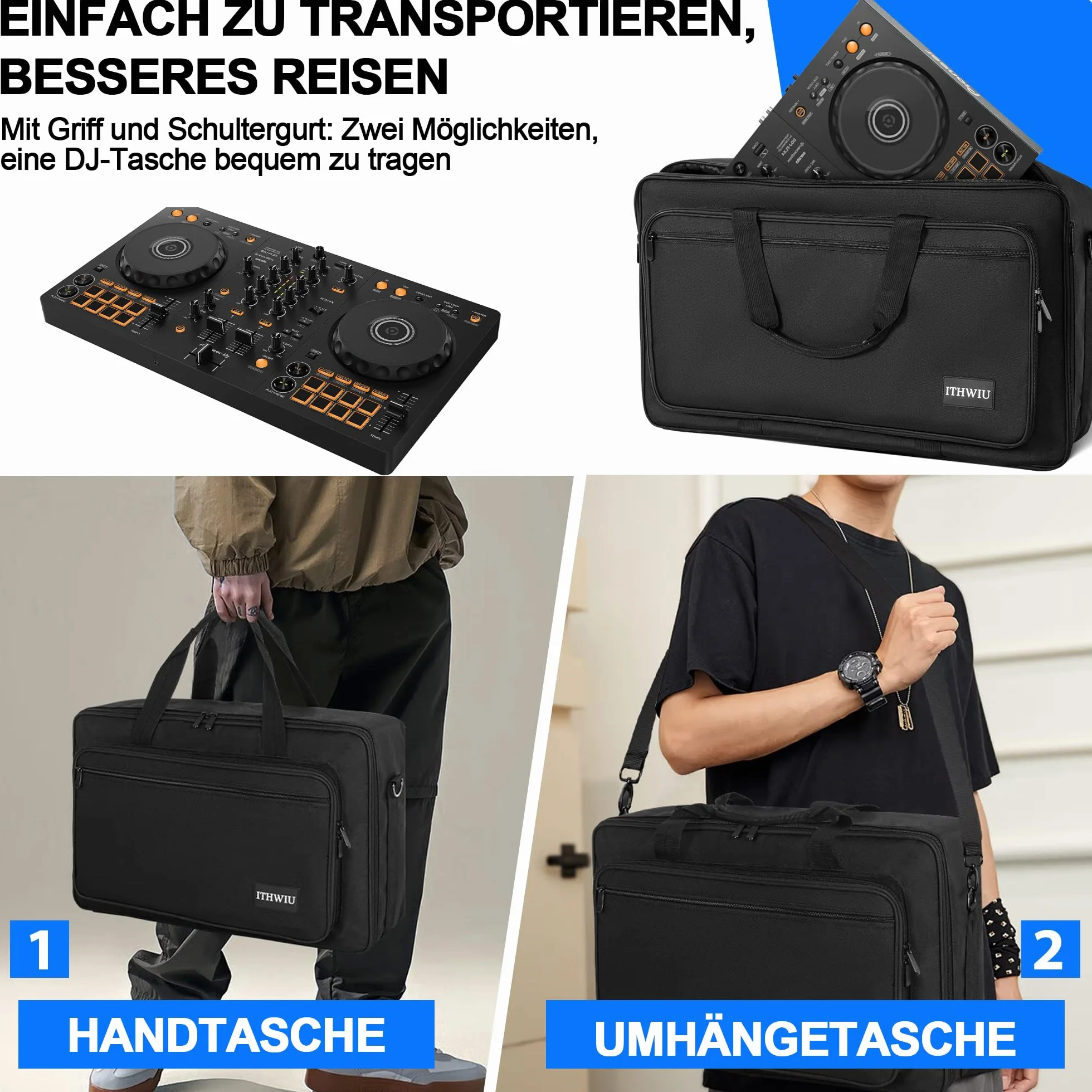 OUUTMEE Custodia portatile per controller DJ,75 x 45 x12 cm,Borsa portatile,Nero