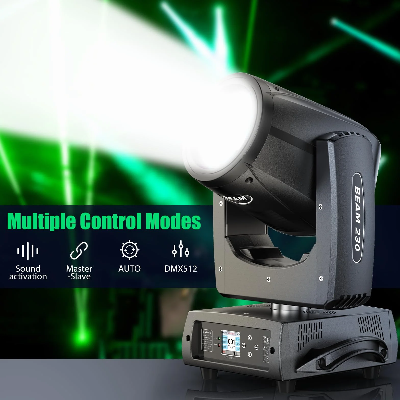 230W 7R LED Moving Heads, DMX512 Disco Stage Spot Beam with 24 Prism 4 Modes Control Light Party for Wedding DJ Party Live Band Show (2 Piece)