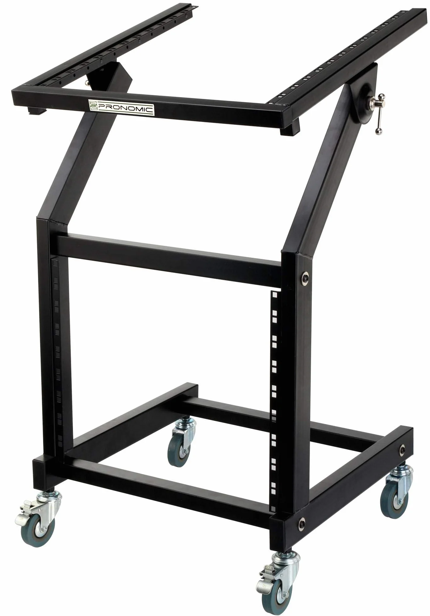 Pronomic MXS-600 carrello rack mobile con 21 unità di altezza e ruote (carrello per apparecchi 19", 12+9HE, telaio inclinabile) Nero