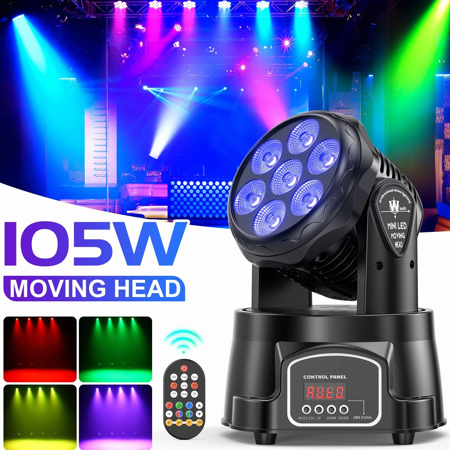 2 unità 7X15W Teste Mobili LED dmx512 Luce RGBW Luci da Discoteca con Telecomando per Halloween Party Club Bar Casa-Nuova Versione
