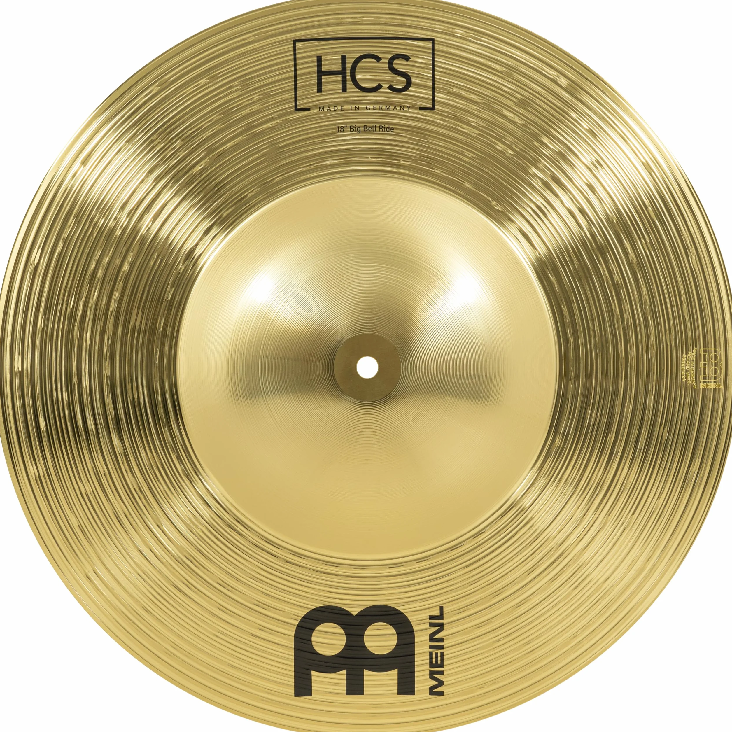 Meinl Cymbals HCS piatto Big Bell Ride 18 pollici (45,72cm) per Batteria – Finitura Tradizionale Ottone, Made in Germany (HCS18BBR)
