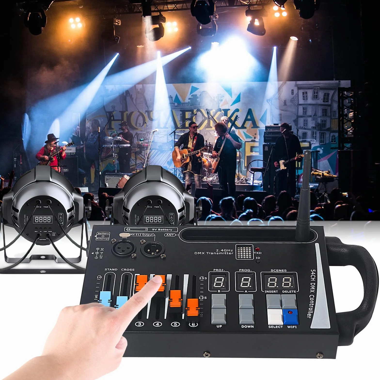 DMX - Console di illuminazione, driver DMX a 54 canali per luci dj, compatibile con dispositivi di ricezione wireless DMX da 2,4 g