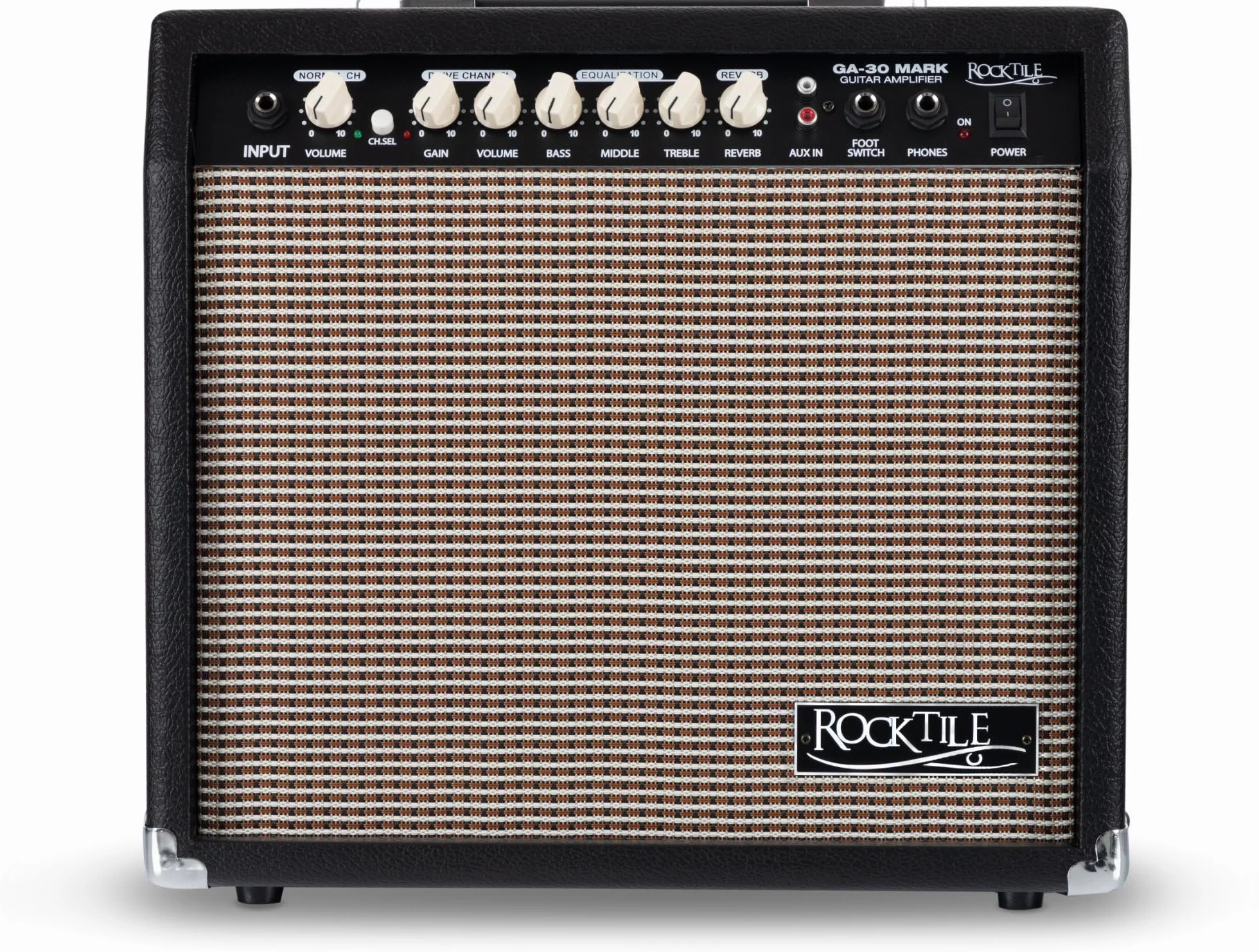 Amplificatore per Chitarra Rocktile GA-30 Mark (combo chitarra 30 watt, 2 canali (Clean/Drive), speaker 8", con effetto riverbero nero