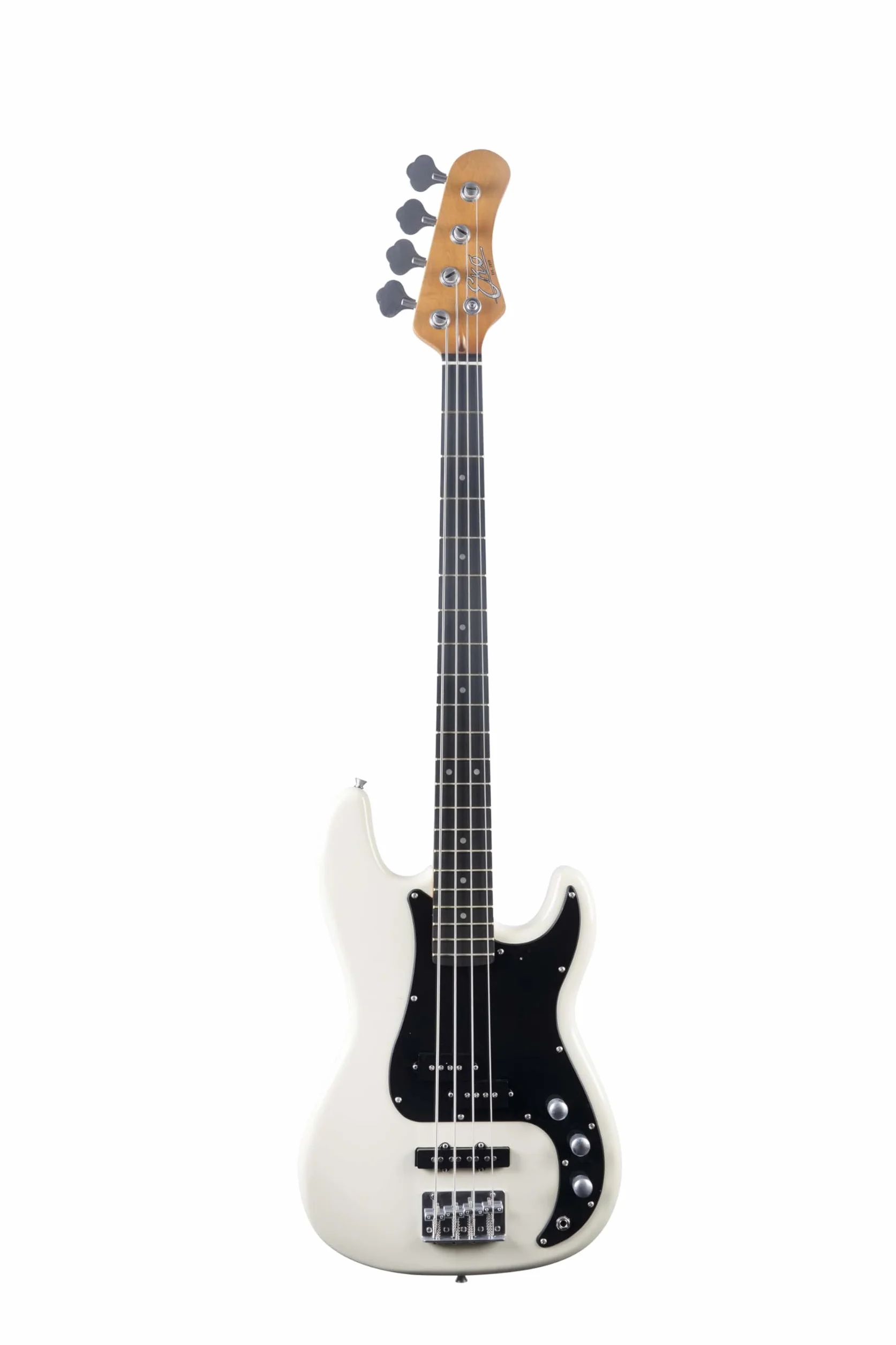 EKO GUITARS – Basso Elettrico PJ‑400, Corpo Pawlonia, Manico Acero, Tastiera Laurel, Pickup JB + PJ, Ponte Vintage, 21 Tasti, Colore Vintage White