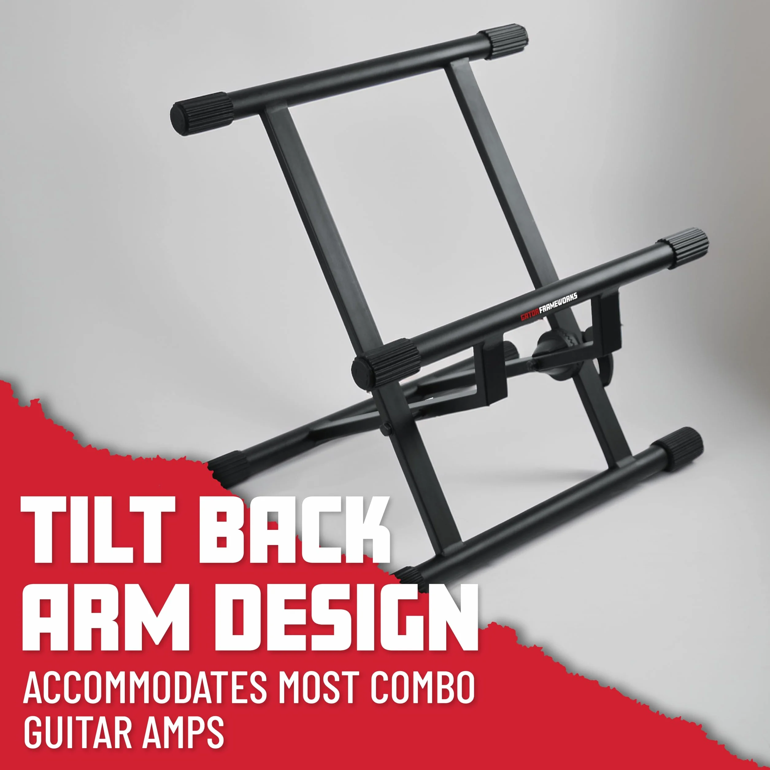 GATOR FRAMEWORKS – Supporto per Amplificatore Combo | Design Pieghevole, Struttura in Acciaio, Piedini Livellatori in Gomma, Capacità Fino a 80 kg (GFW-GTR-AMP)