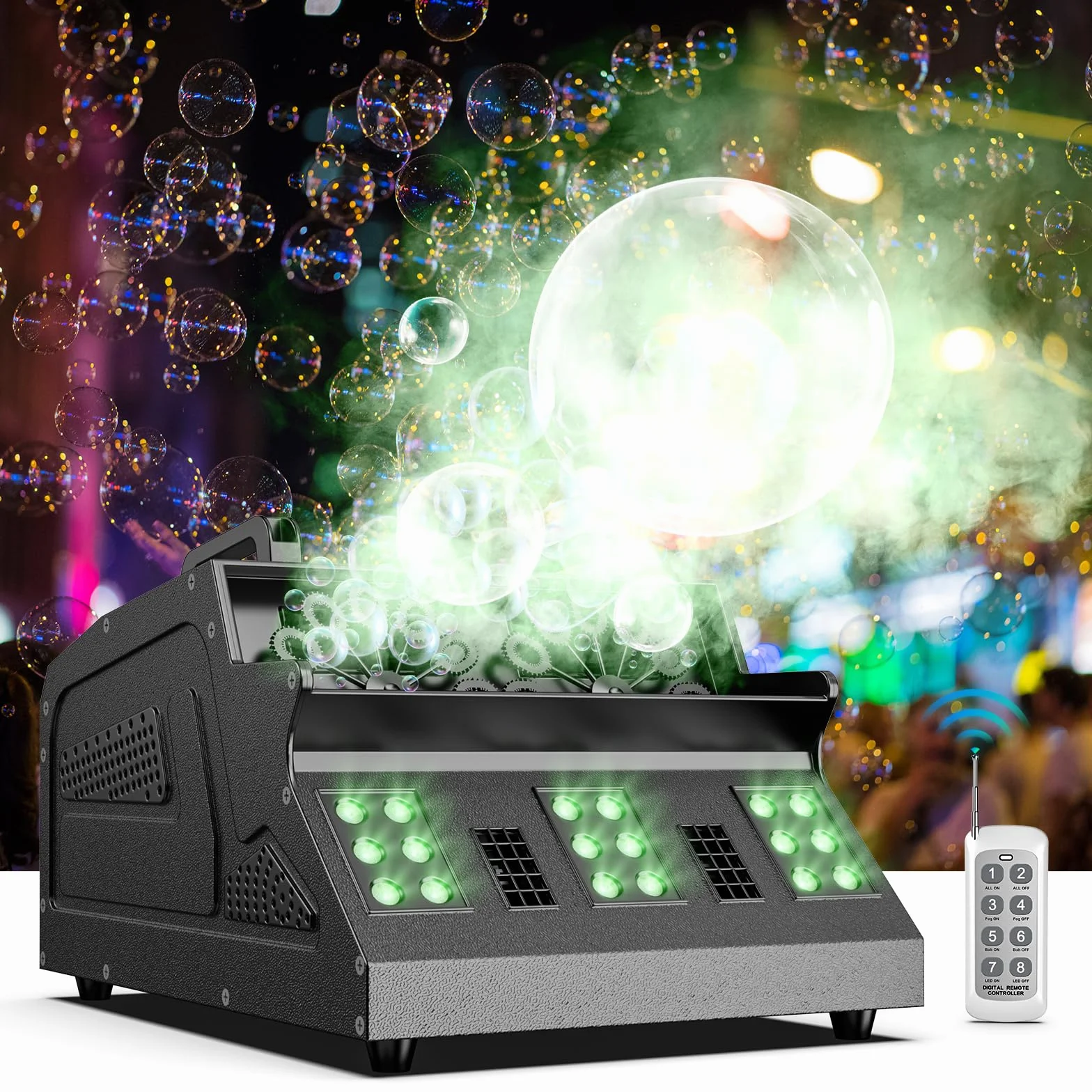 Macchina del fumo, macchina del bolle, macchina del fumo, festa 1500 W con telecomando, controllo DMX, adatta per feste, compleanni, giardini, Halloween, Natale
