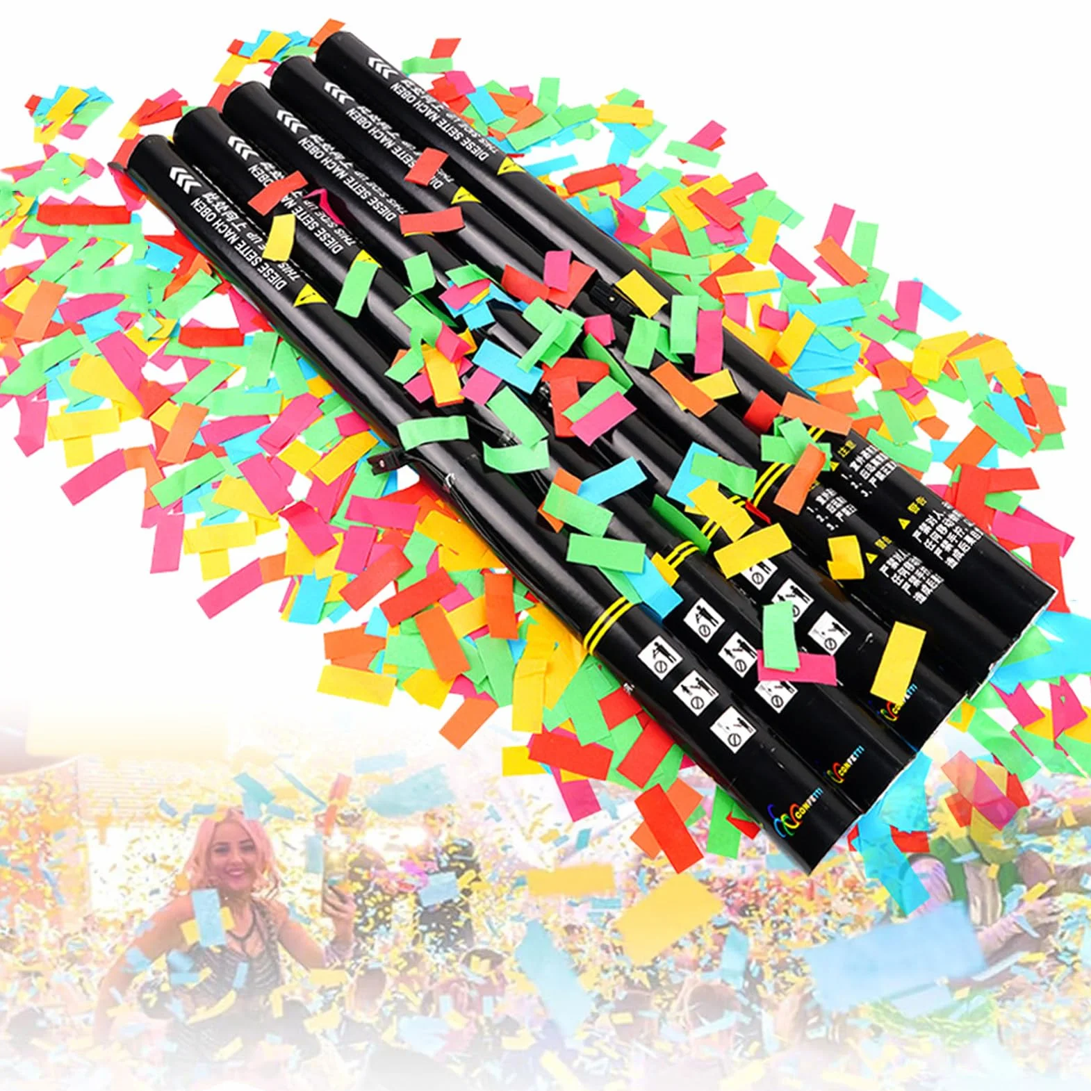 25 Cartucce per Cannone Elettrico per Coriandoli, Cannone Lanciacoriandoli Multicolore per Feste, Matrimoni, Concerti, Celebrazioni, Eventi Speciali, Effetti Scenici Colorful