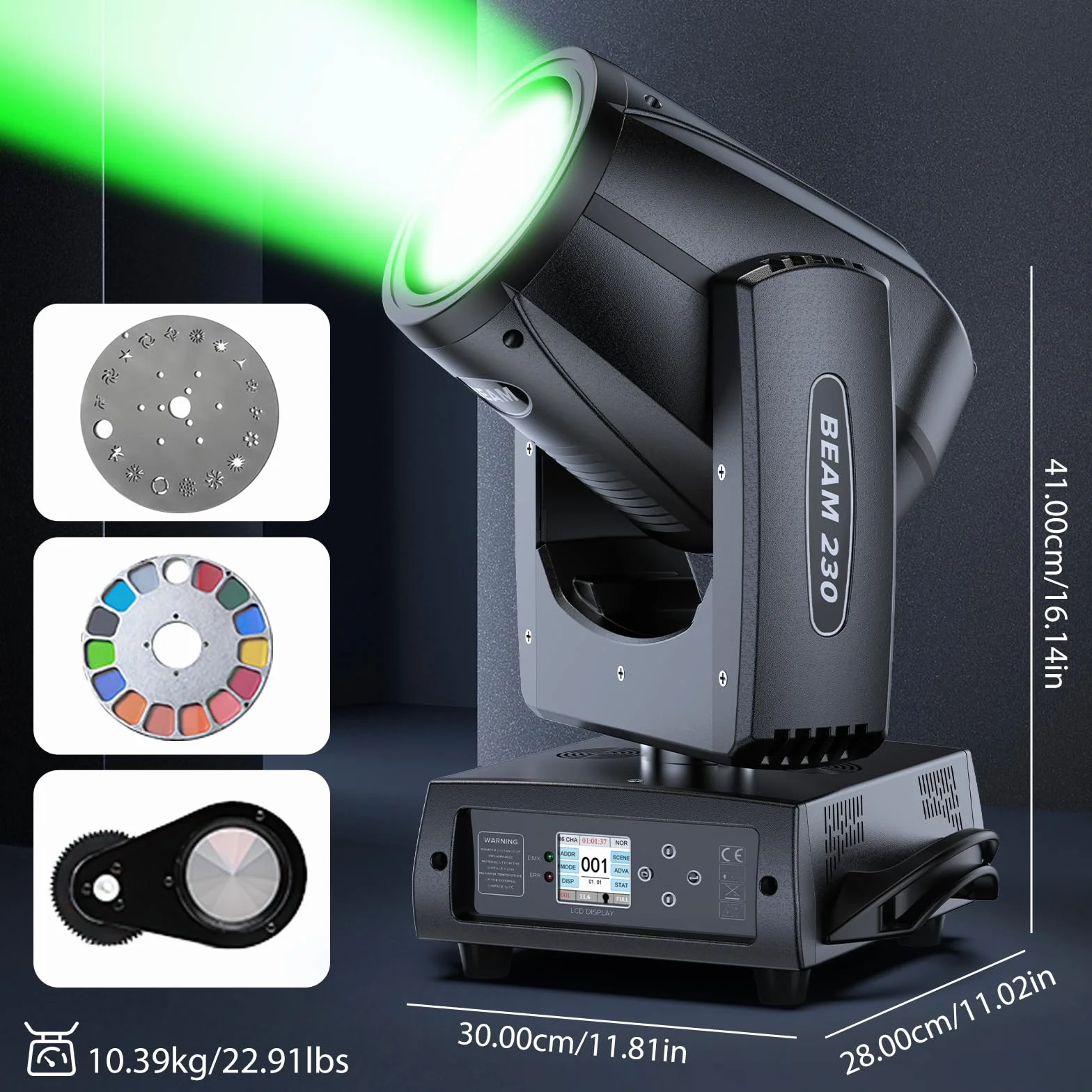 230W 7R LED Moving Heads, DMX512 Disco Stage Spot Beam with 24 Prism 4 Modes Control Light Party for Wedding DJ Party Live Band Show (2 Piece)
