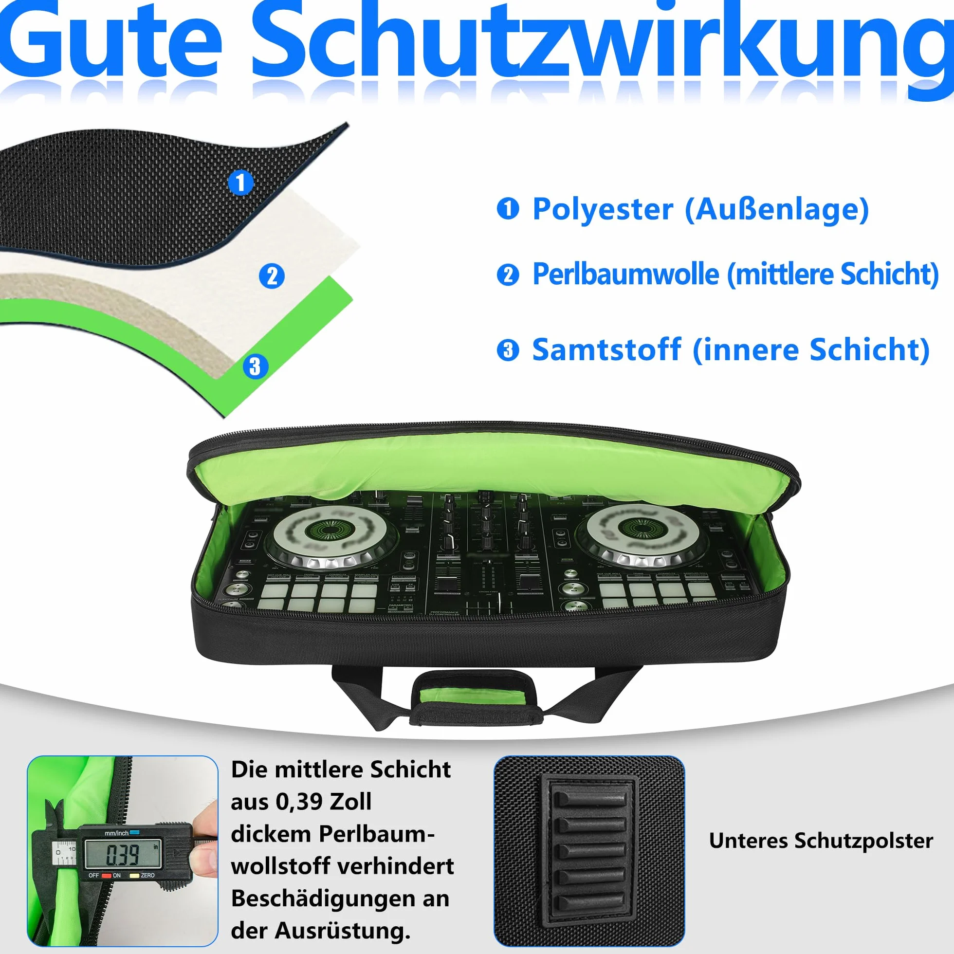 OUUTMEE Borsa da trasporto per controller DJ, custodia da trasporto per controller DJ, borsa protettiva DJ con cinghie per la spalla, adatta per Pioneer, Nero , S-52 x 30 x 10CM