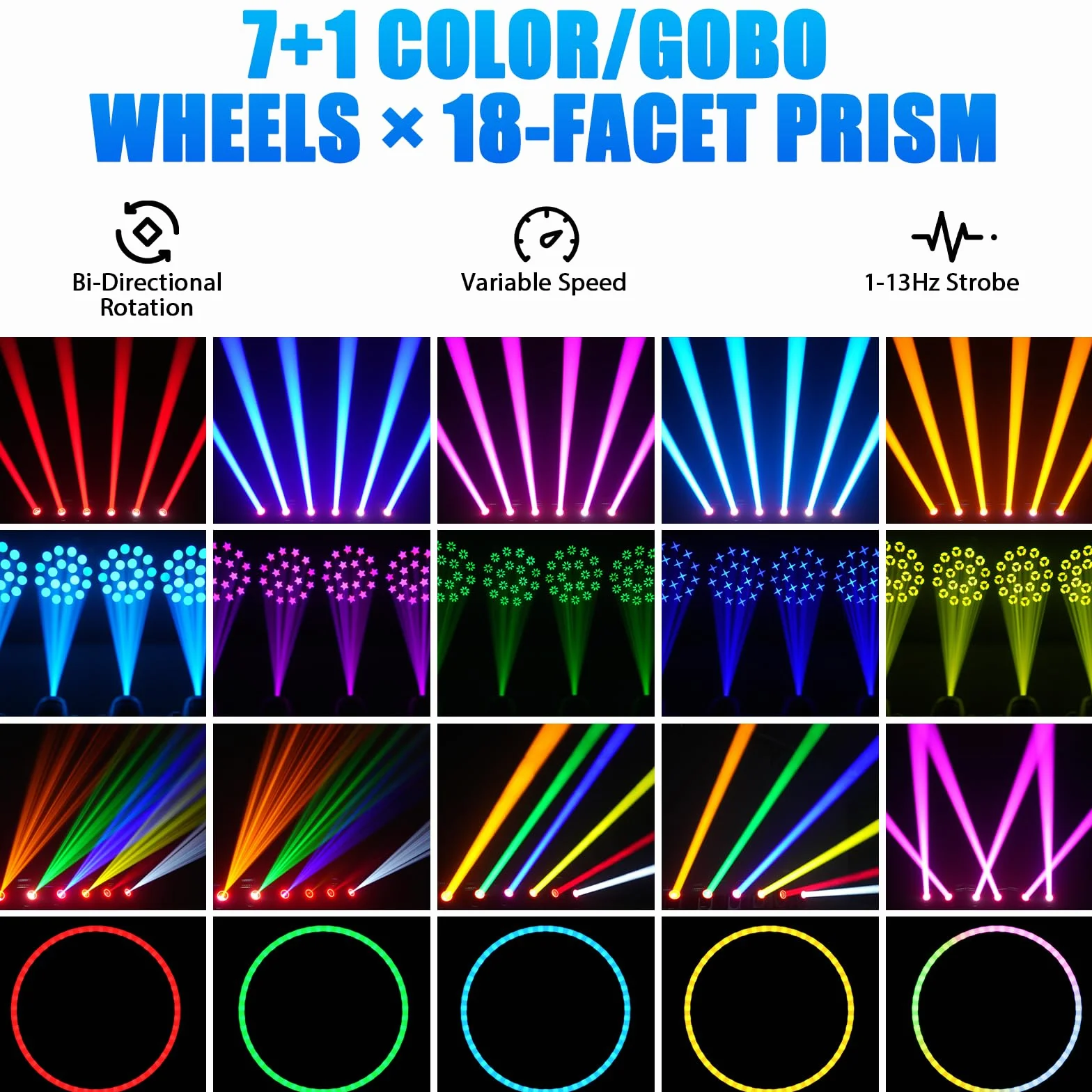 150W Teste Mobile LED Luce da Discoteca Luci Palco con 8 Gobo 18 Prisma DMX512 Controllo per palcoscenico discoteca festa matrimonio Natale Halloween