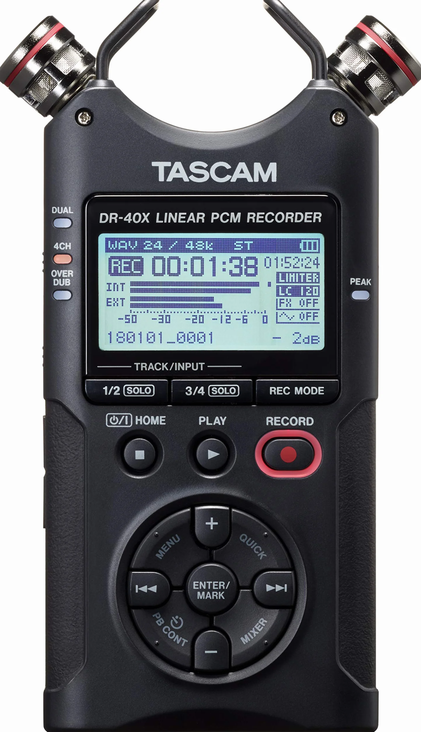 Tascam Registratore audio portatile a quattro tracce DR-40X e interfaccia USB