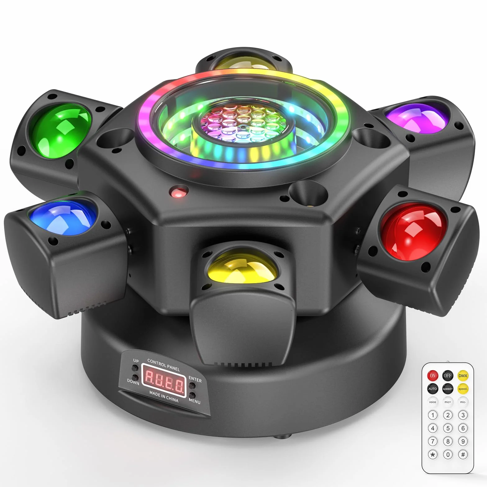 150W Teste Mobili LED da con DMX 512 6 Bracci Luminosi Effetti Luce RGBW Teste Mobili DJ Con Telecomando Perfetta Per Matrimoni Feste,Teatri e DJ