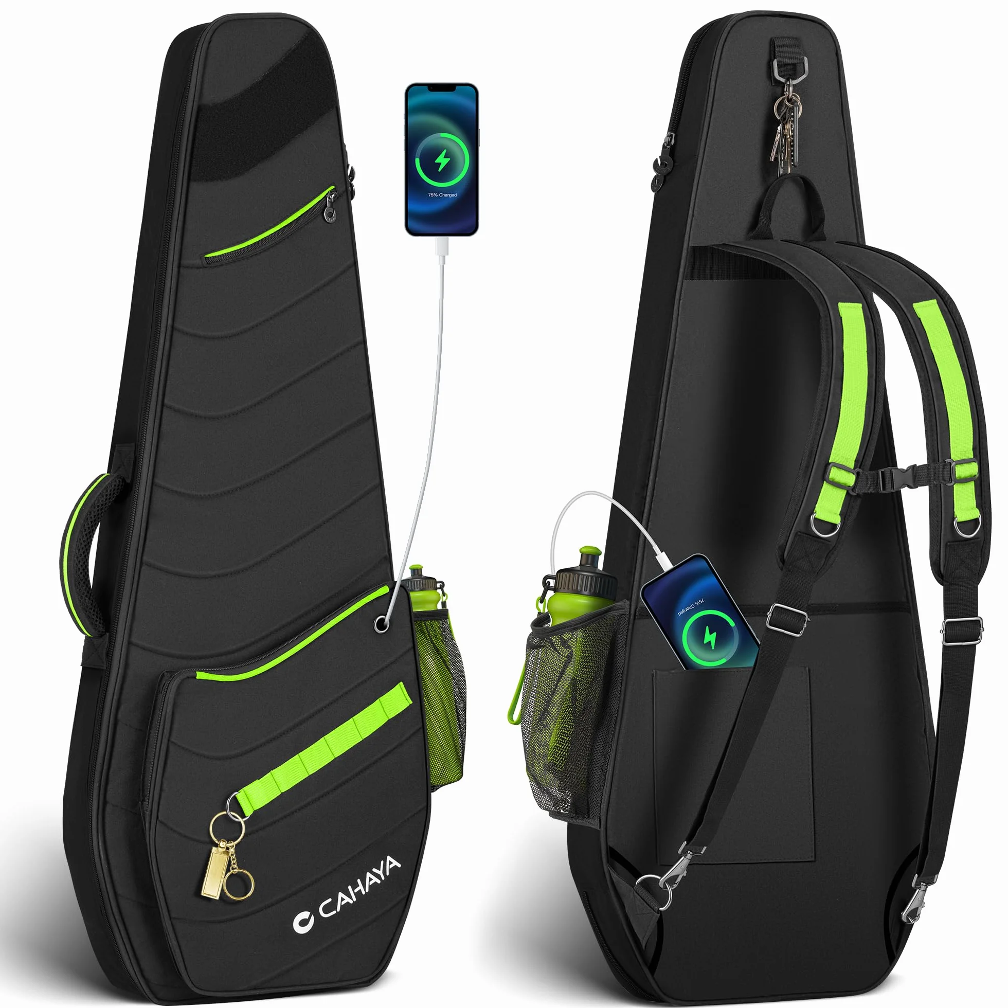 CAHAYA Custodia Imbottita per Chitarra Elettrica: Softshell, Adatta per chitarre ST/LP/TELE, spessore di 12 mm, con tasche anteriori, posteriori e laterali, design alla moda ispirato all'outdoor