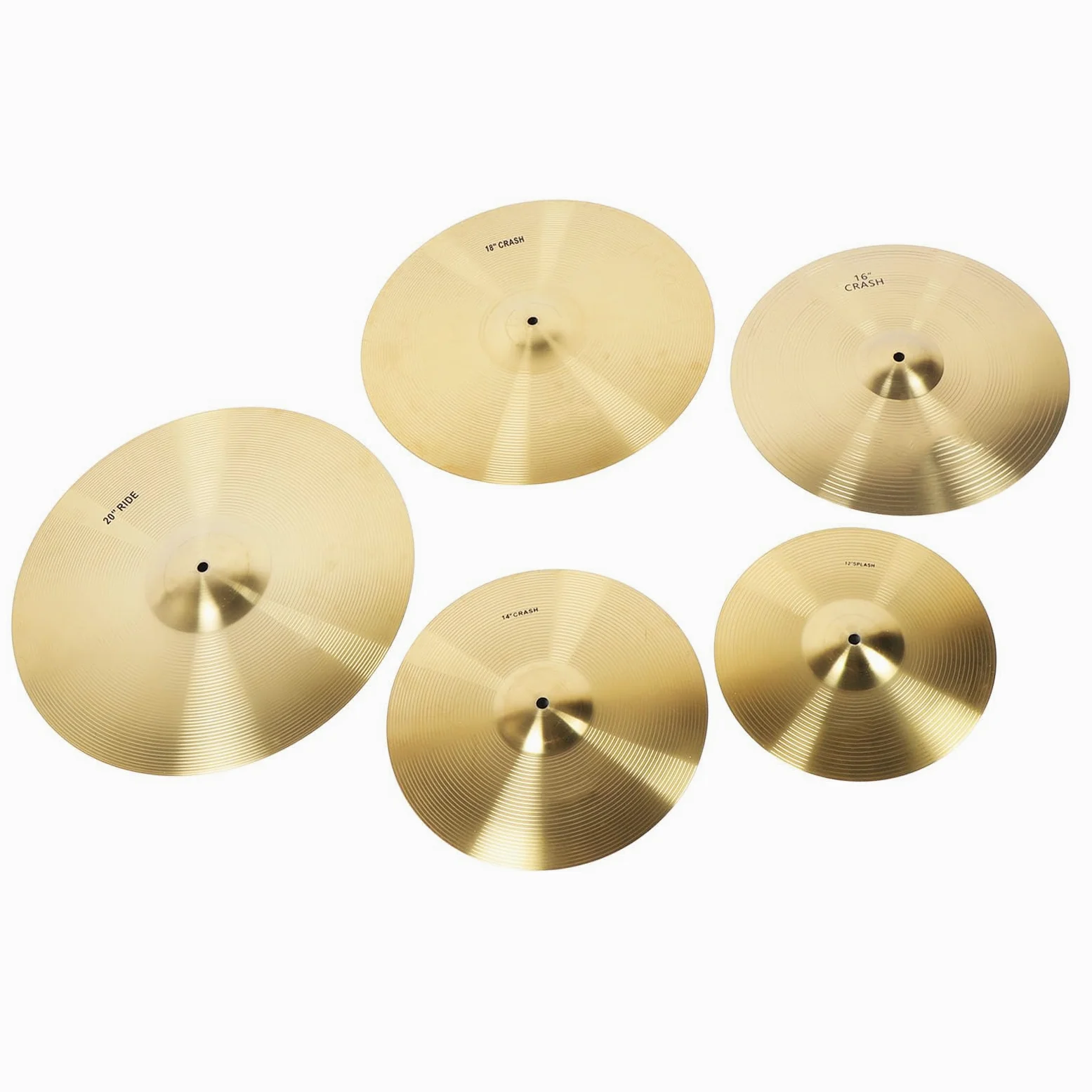 Piatti di Batteria Set di Piatti Classici in Ottone Piatti da 12 Pollici da 14 Pollici da 14 Pollici 18 Pollici da 18 Pollici con Pad e Pratica