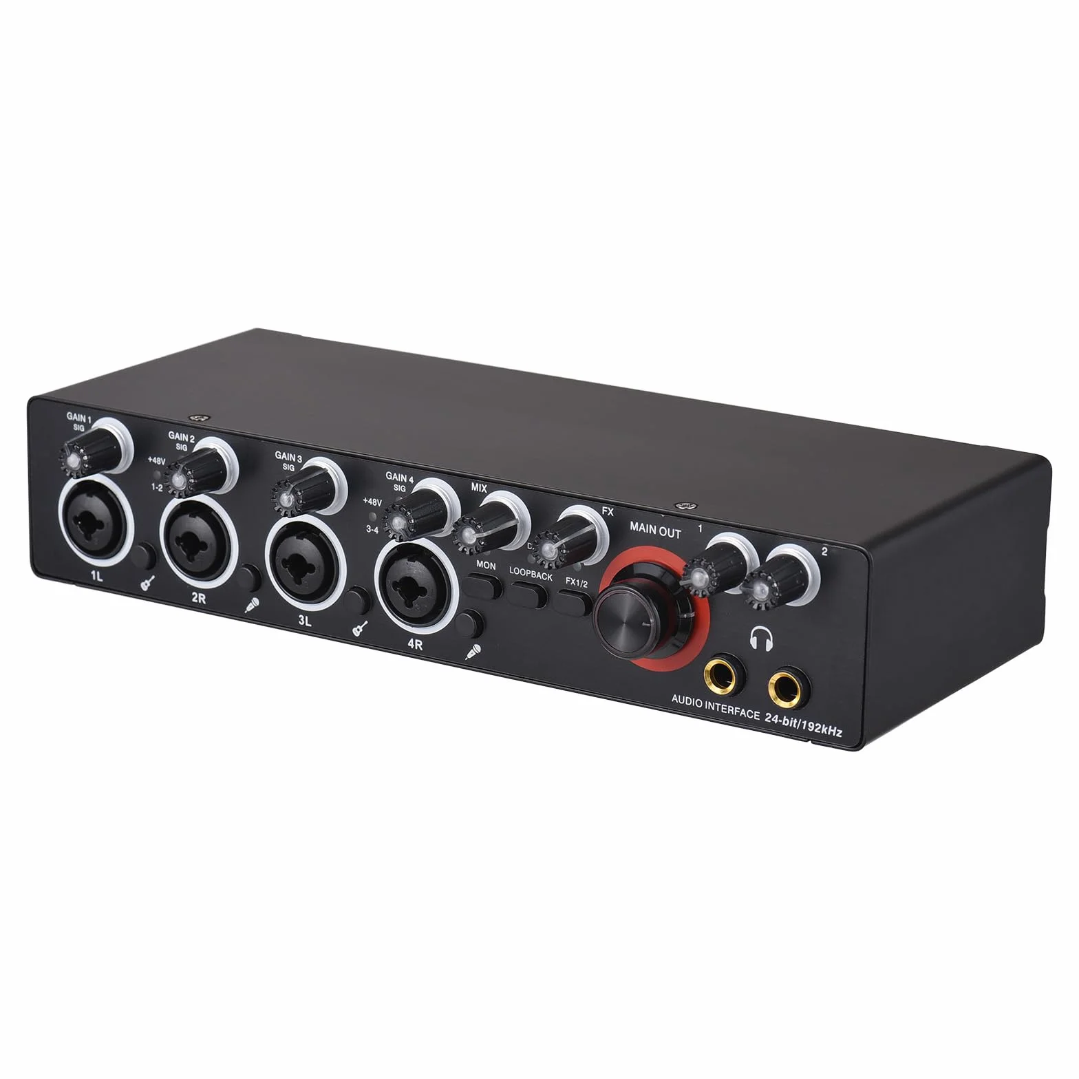 Scheda audio di registrazione a 4 canali con interfaccia audio gratuita, scheda audio USB 4 ingressi e 4 uscite Alimentazione Phantom 24 bit/192 kHz 48 V per la registrazione professionale