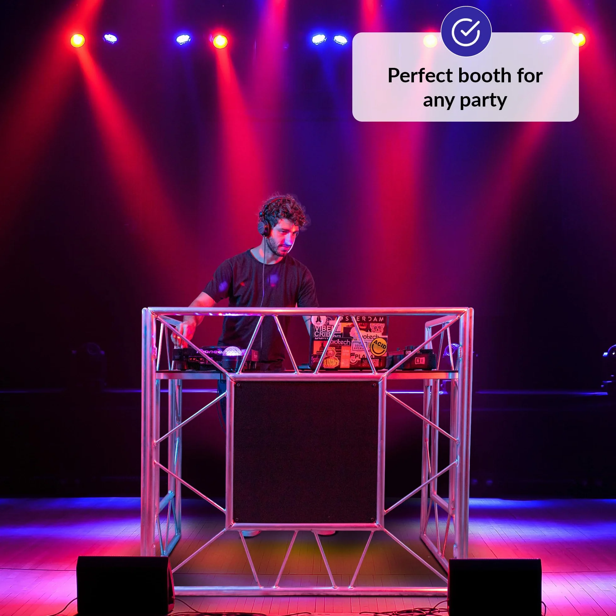 Stand De DJ | Table De DJ | Stand De DJ Portable Pour La Fête Ultime | Stand De DJ Pliable | Espace De Table Optimal Pour Tout Votre Equipement De DJ | Stand De DJ Avec Table Noire