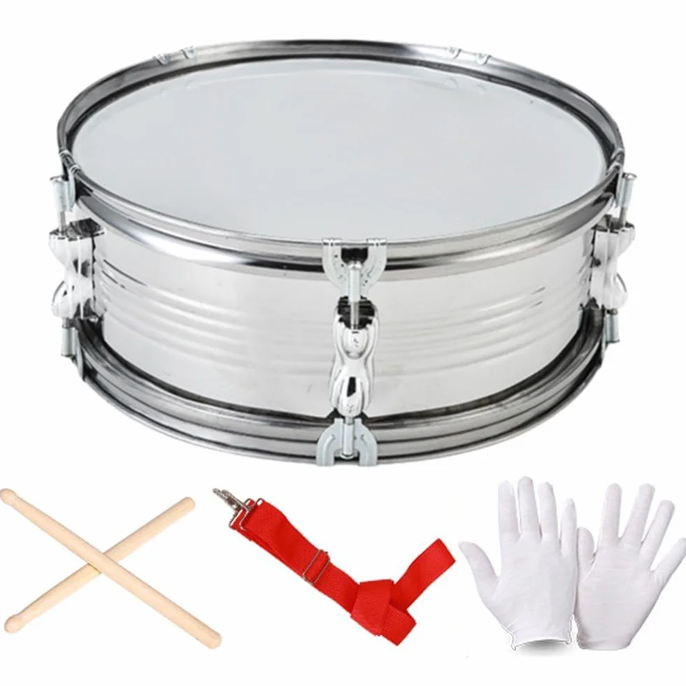 Set Rullante 13 Pollici con Tracolla Regolabile - Tamburo Marcia a Percussione con Bacchette per L'apprendimento della Musica E L'esecuzione di Strumenti Musicali a Percussione