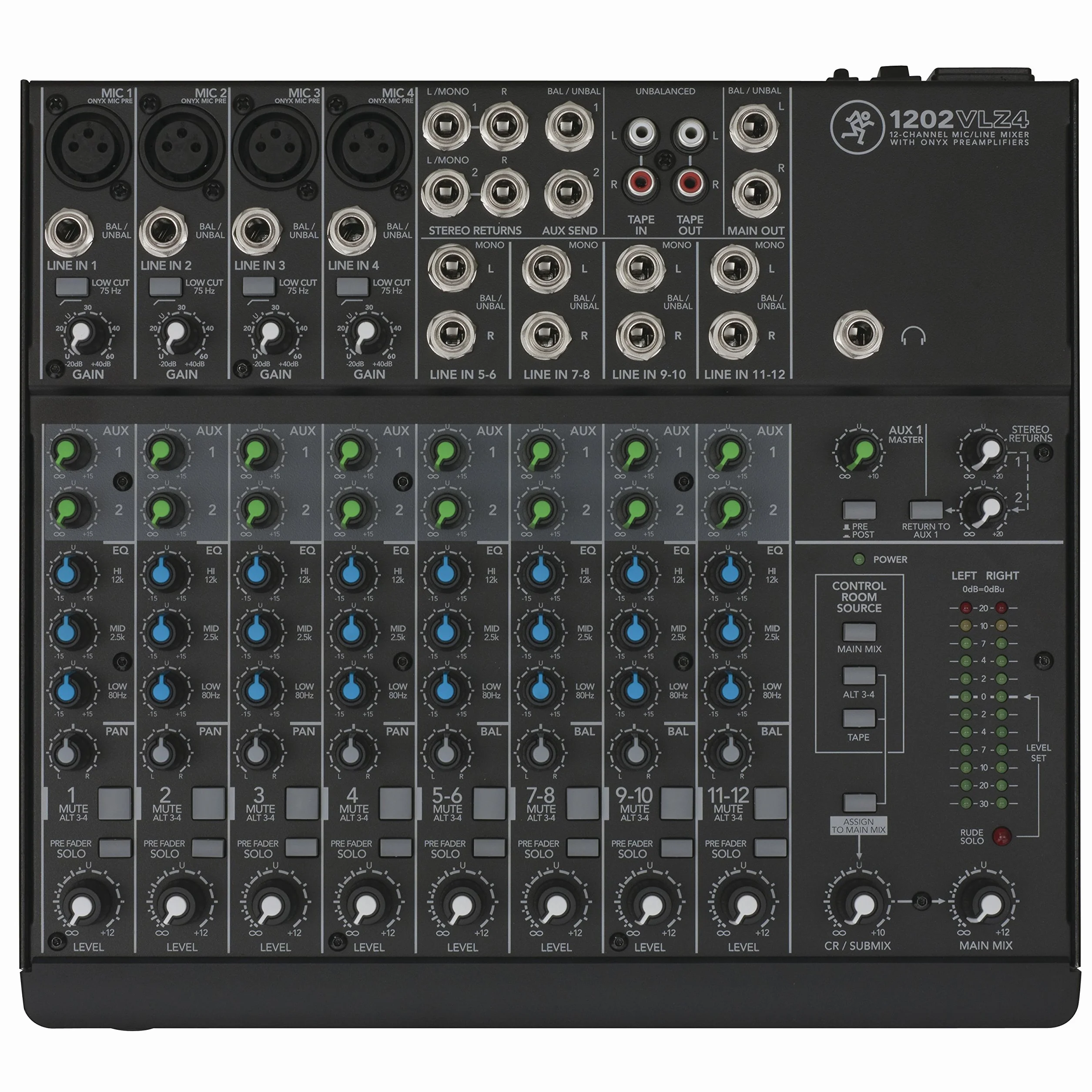 MACKIE 1202VLZ4 Mixer Analogico Compatto a 12 Canali con Preamplificatori Mic Onyx