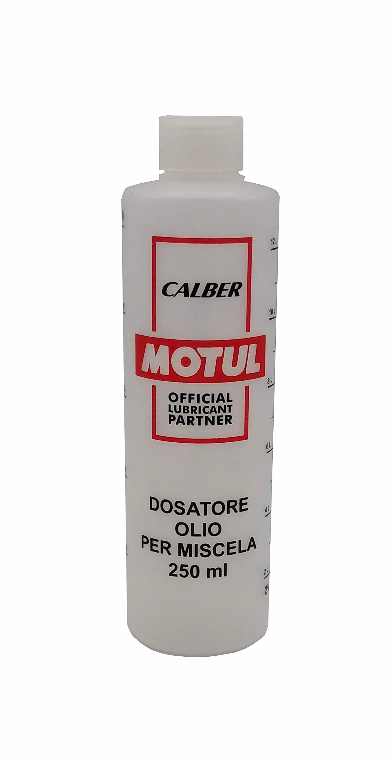 EUREX Misurino Rosso Dosatore Olio per Miscela 250 ml con Tappo, Scala Graduata e percentuali 2-4% 2,5-5% 3-6% (1)