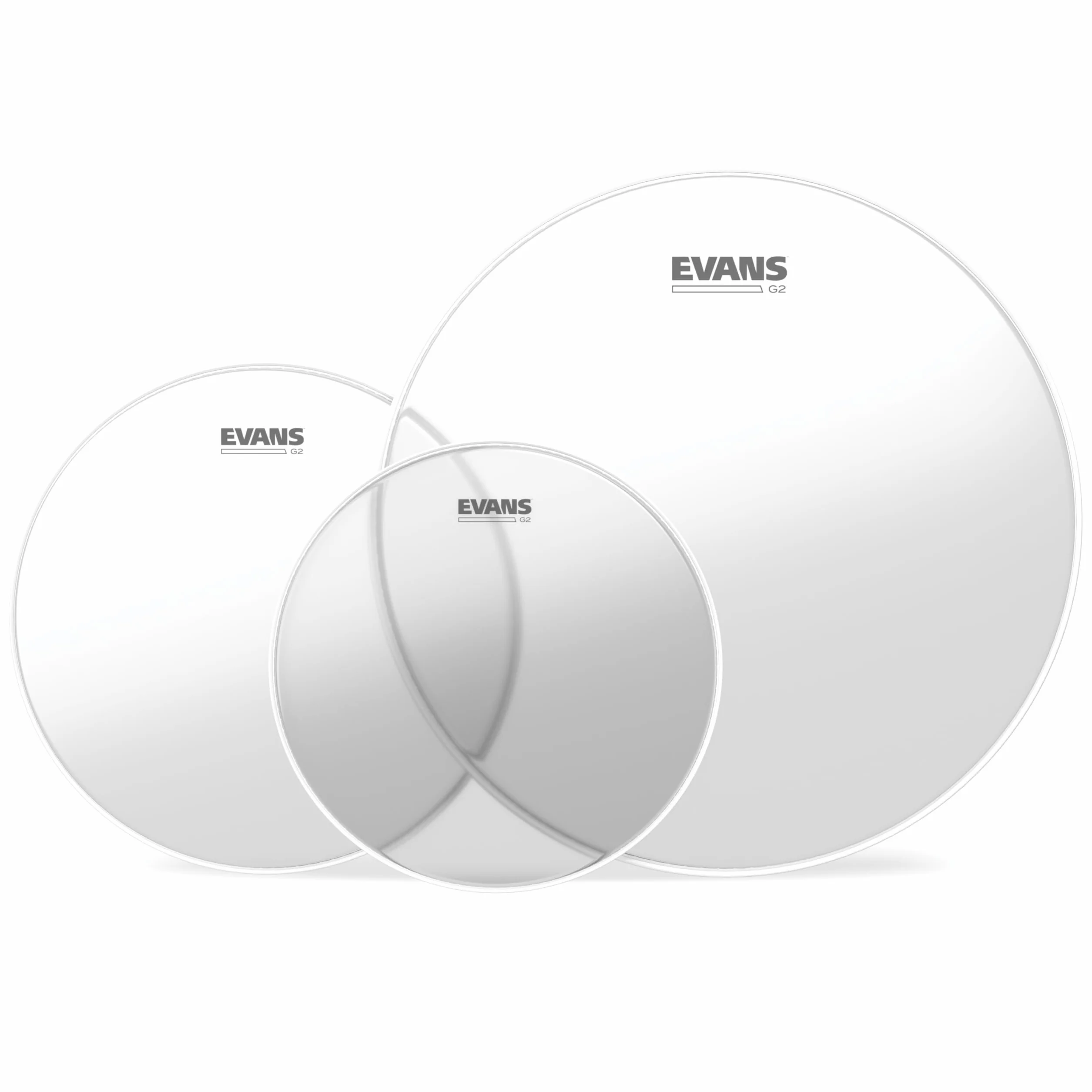 Evans ETP-G2CLR-F Confezione da 3 Pelli G2 per Tom Rispettivamente di 10", 12" e 14", Fusion, Trasparente