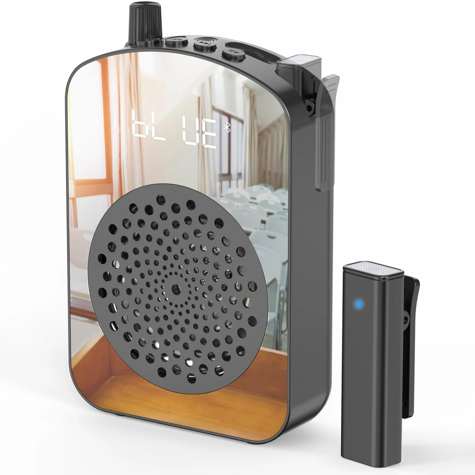 Amplificatore Vocale Wireless con Microfono Lavalier, Design Compatto con Ricarica e Custodia–Speaker Portatile per Insegnanti, Presentazioni,Allenamenti, Outdoor–Nero