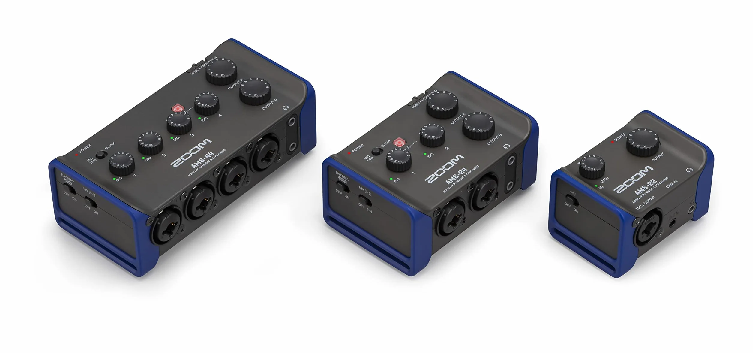 Zoom - AMS-22 - Interfaccia audio, 1 ingresso XLR/TRS, ingresso di linea stereo, 2 uscite, loopback, monitoraggio diretto, alimentazione tramite bus USB, adatta a streaming su PC, Mac, iOS e Android