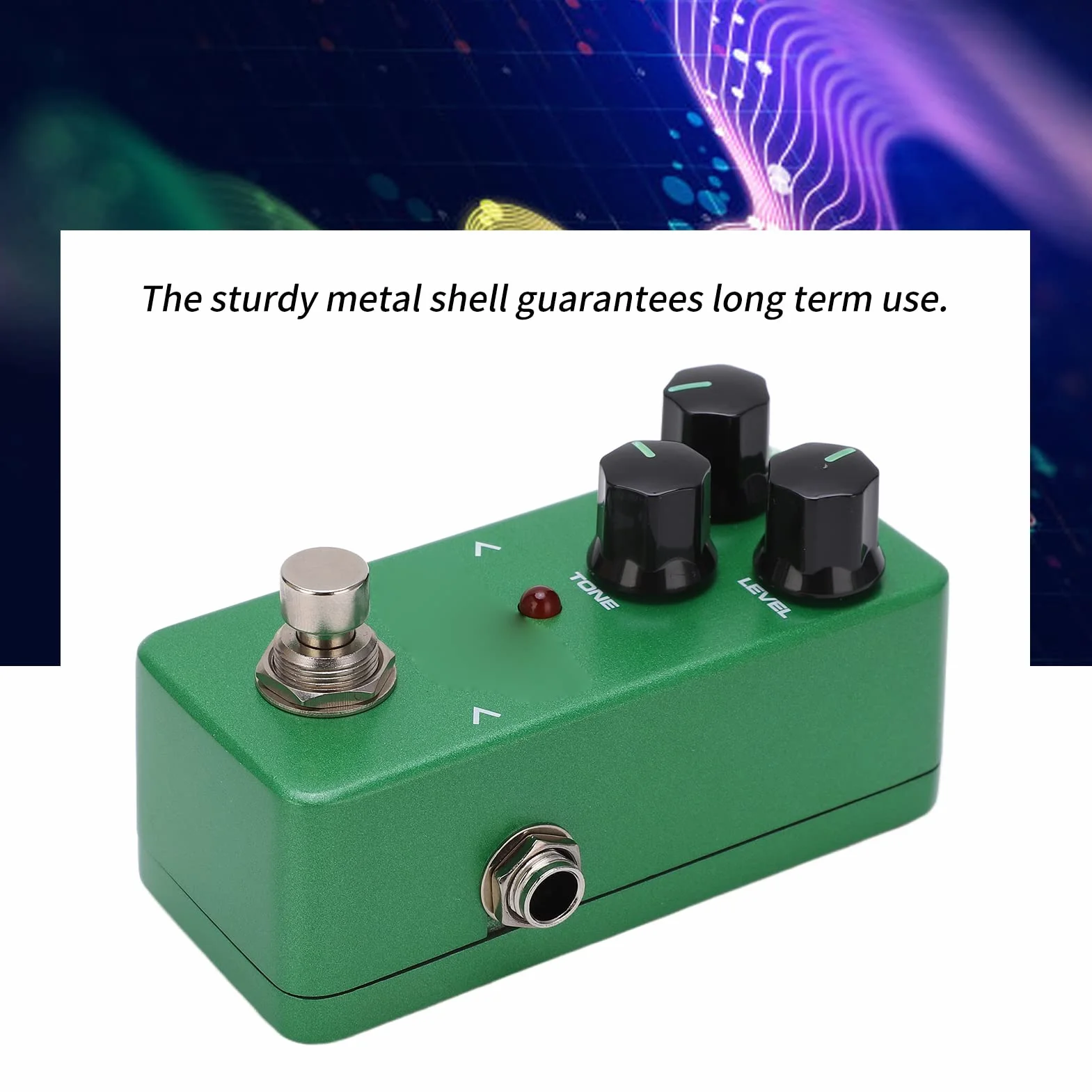 Pedale Effetti per Chitarra Pedale per Chitarra Elettrica Interruttore Overdrive Effetti Sonori Mini Effetti Singoli Accessorio per Strumenti Musicali Regolabili Full Metal Shell Green