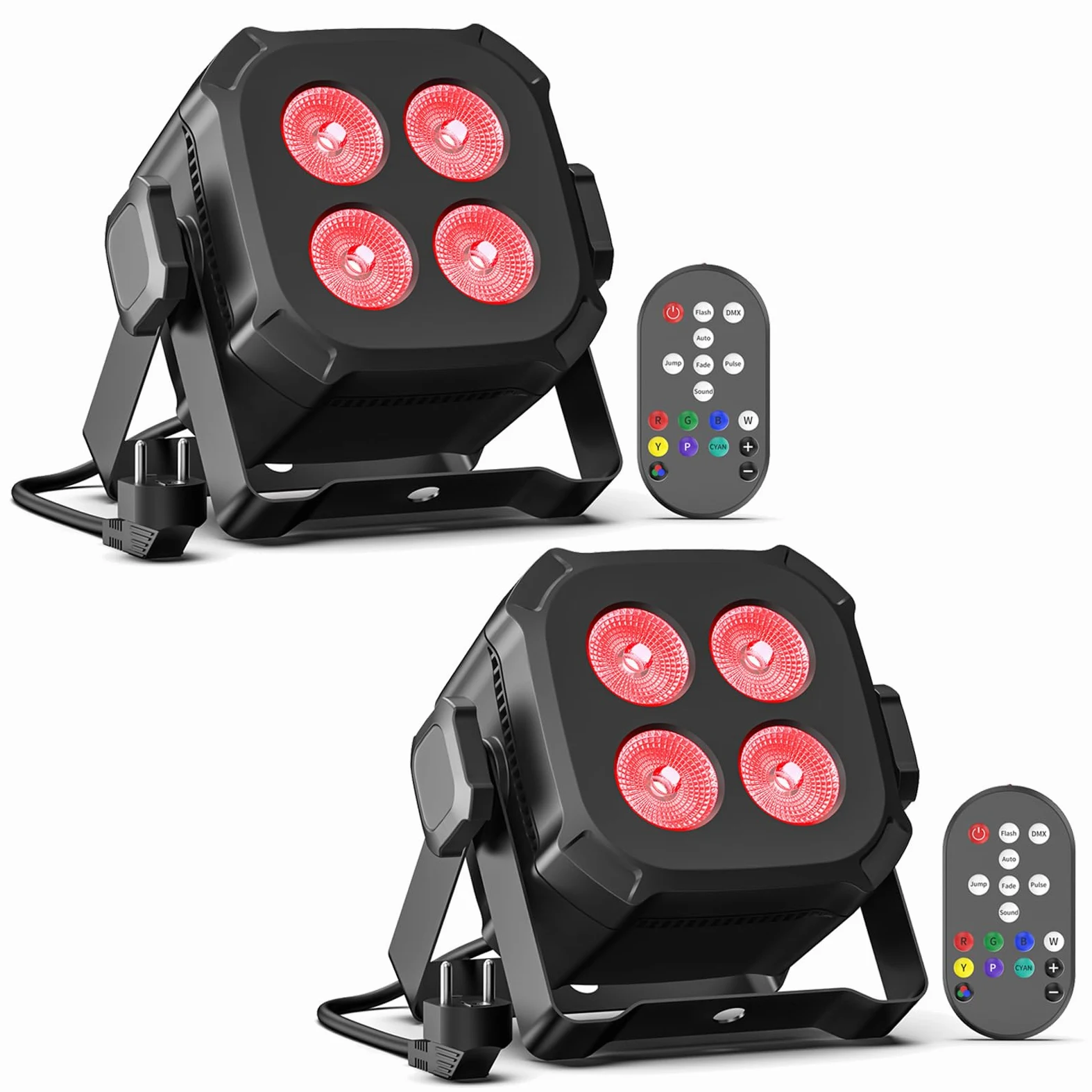 2PCS RGBW Par LED, 40W Luci del Palcoscenico DMX-4/8CH con Telecomando/Suono Attivato Luce di Scena, Luci Discoteca per Feste Bar Show DJ Matrimonio Halloween Natale