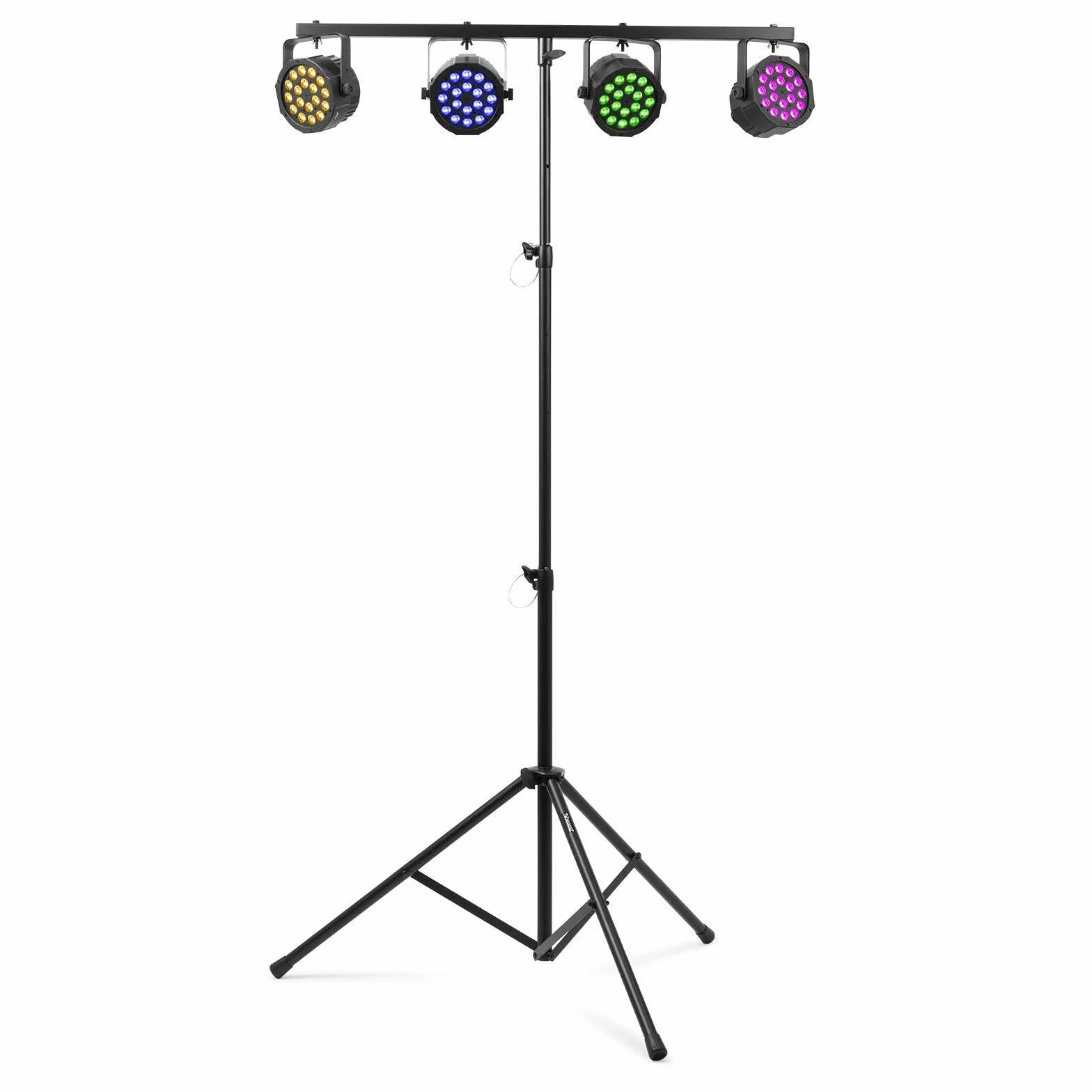 Beamz LS25T - Treppiede Luce DJ con Asta T, Regolabile in Altezza 120-275 cm, 25 kg, Nero, Metallo, Caucciù