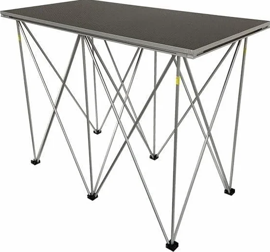 NLIGHTING® Tavolo DJ Portatile Professionale per Console DJ Postazione DJ con Base Raiser Pieghevole e Richiudibile a Ragno, in alluminio nero e grigio