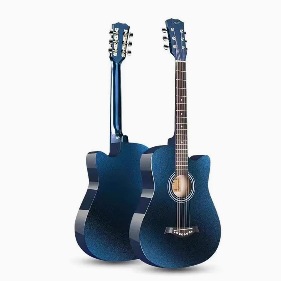 Chitarra acustica per principianti, chitarra folk a spalla mancante con custodia e tutorial per un facile apprendimento