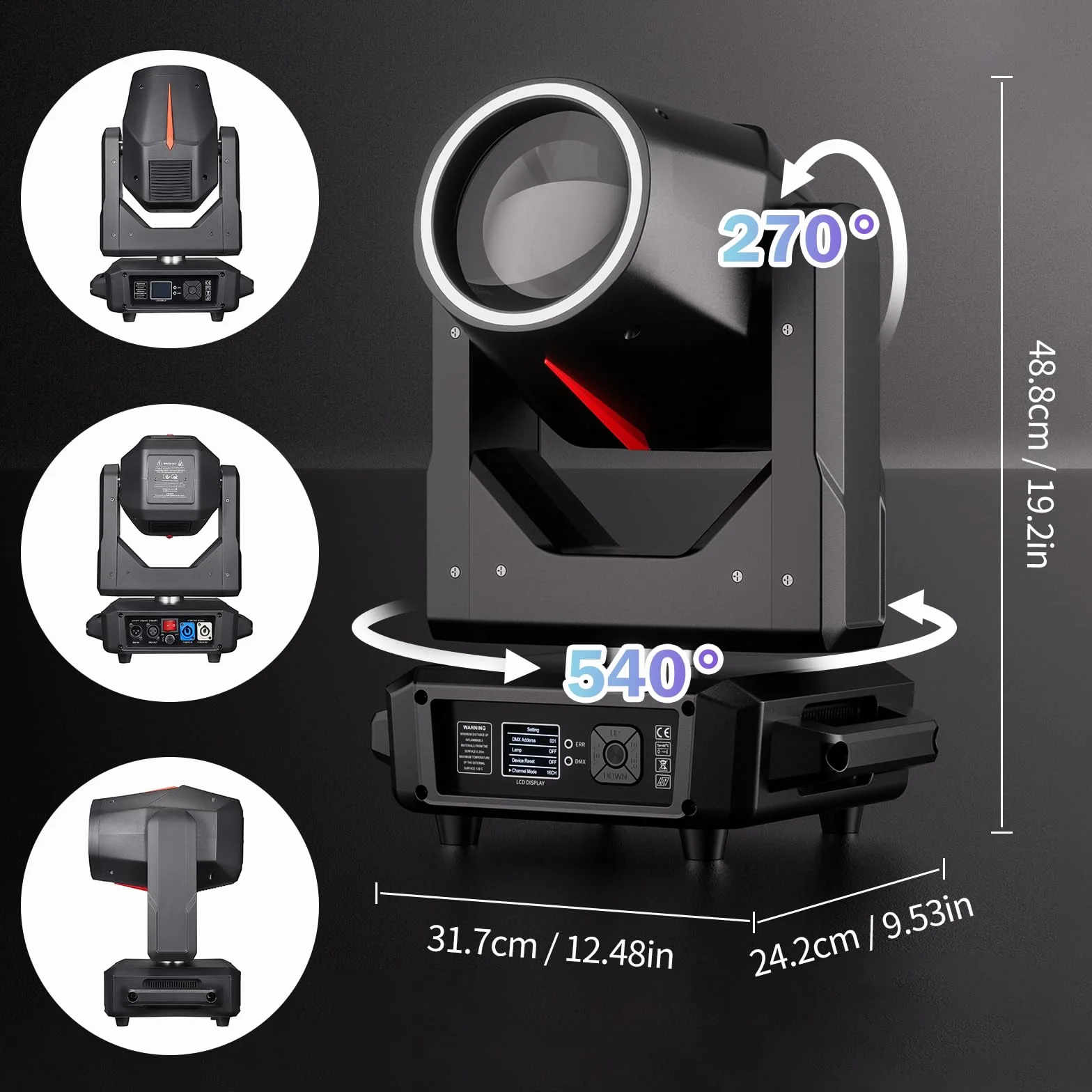 2PCS LED 380W con flight case Testa Mobile Luce di Festa RGBW 14 motivi 15 colori DMX512 Prisma Rotazione a 360° per matrimoni discoteca teatri giochi di luci