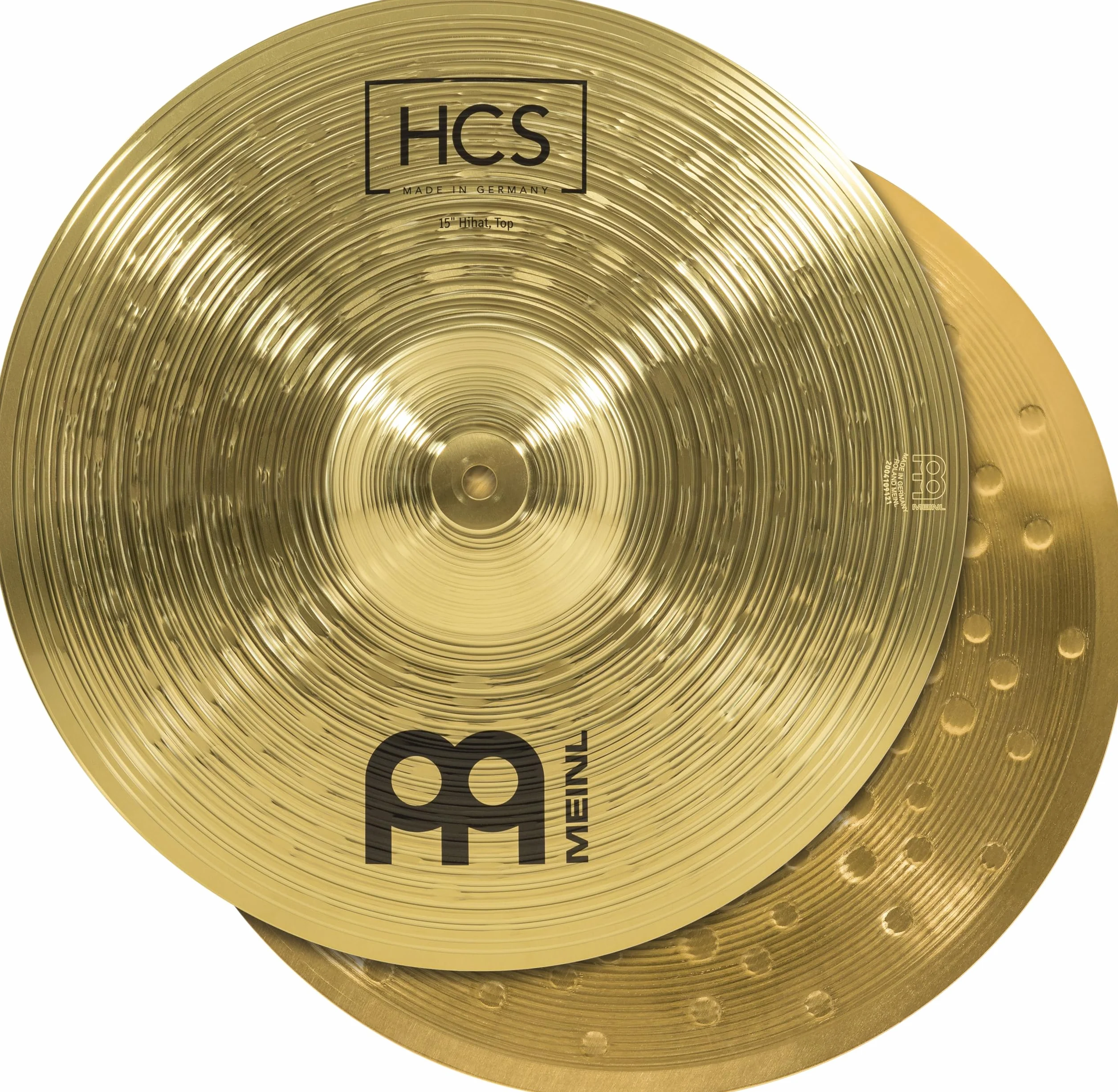 Meinl Cymbals HCS piatto Hi-Hat 15 pollici (38,1cm) per Batteria – Coppia – Finitura Tradizionale Ottone, Made In Germany (HCS15H)