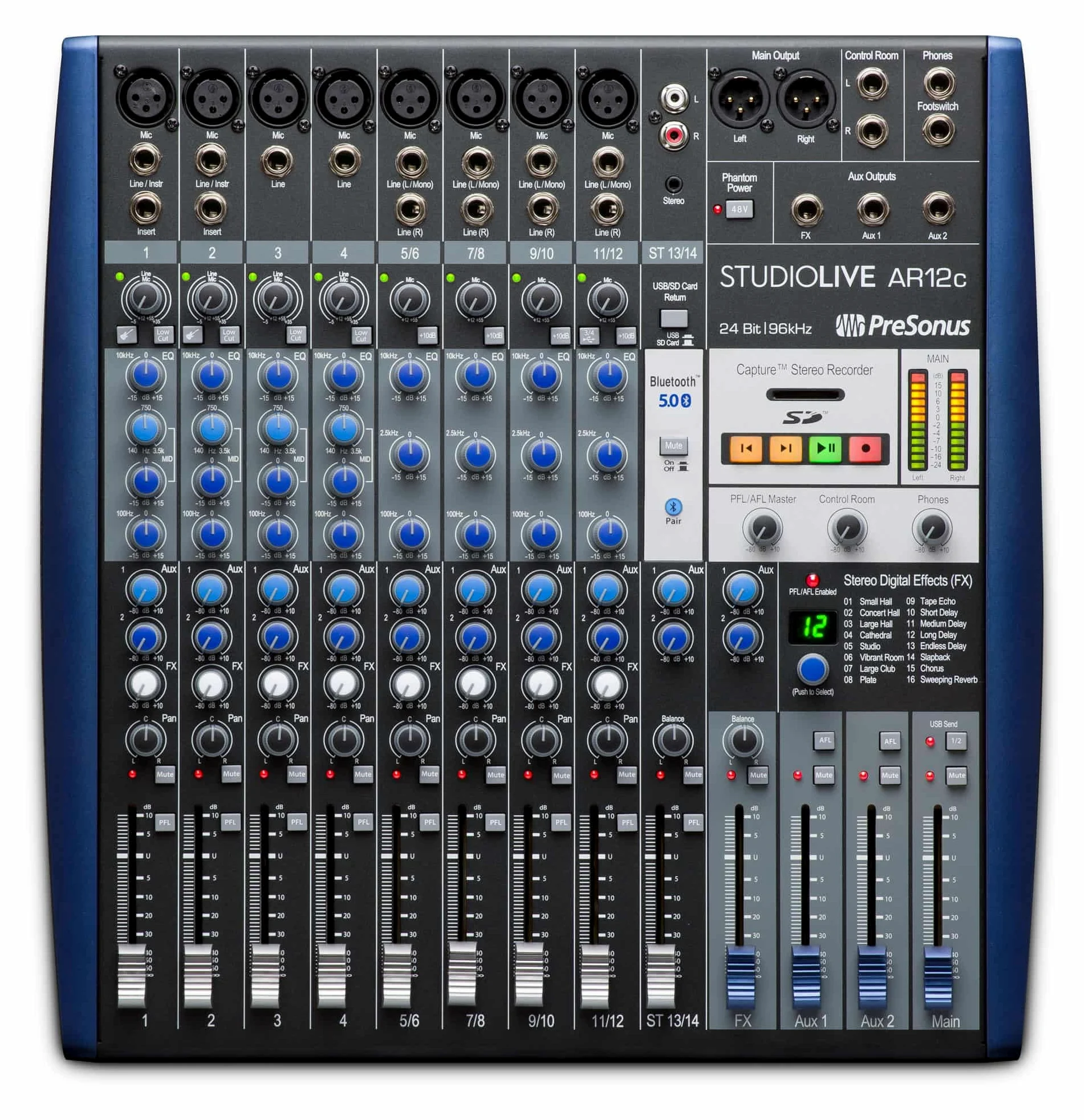 PreSonus StudioLive AR12c Mixer Analogico/Interfaccia Audio 14 Canali Compatibile USB-C/Registratore SD Stereo